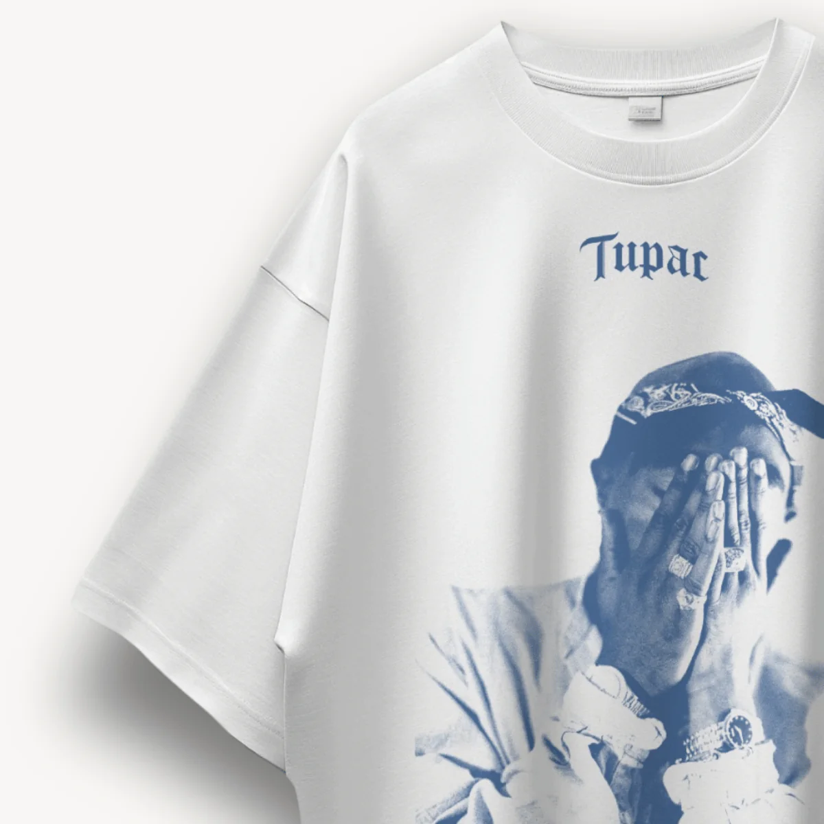 2Pac Me Against White Oversized Tee - Image 3