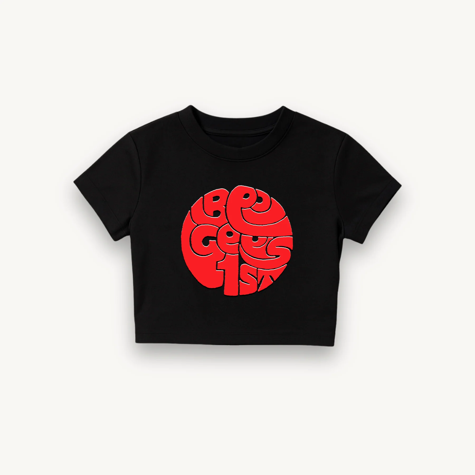 Bee Gees Classic 1st Logo Black Crop Top - Image 2