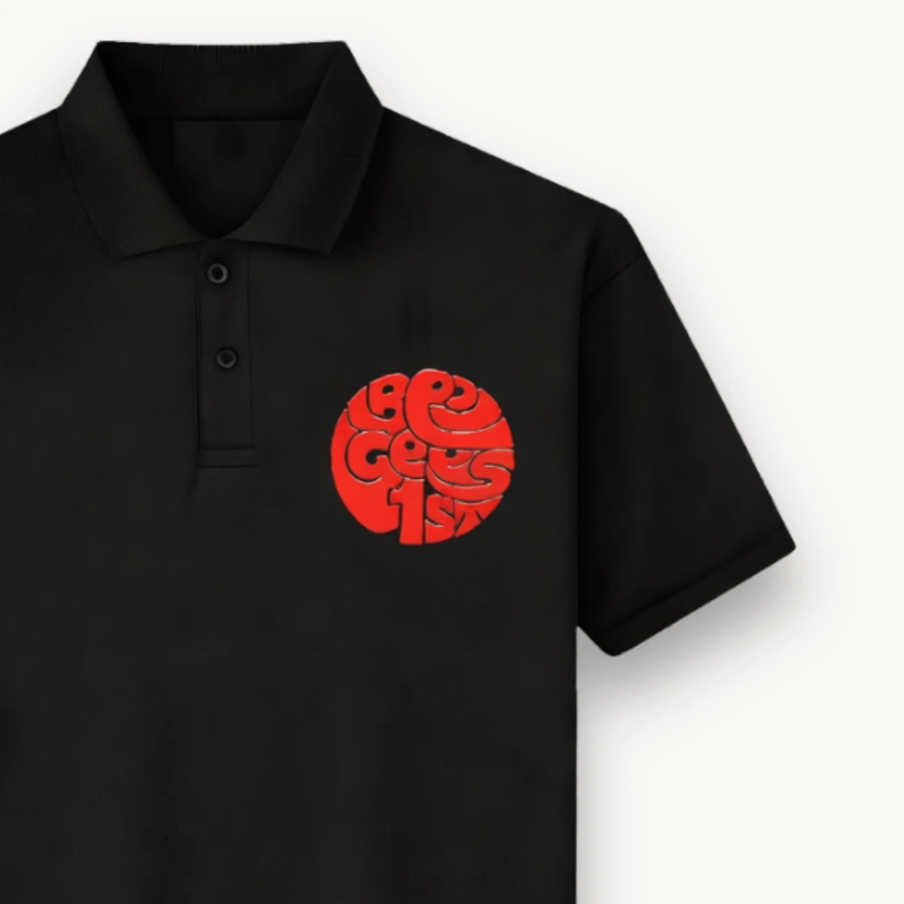Bee Gees Classic 1st Logo Black Polo Shirt - Image 3