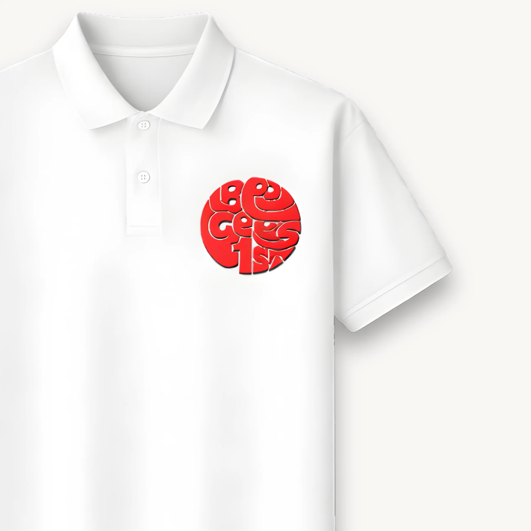 Bee Gees Classic 1st Logo White Polo Shirt - Image 3