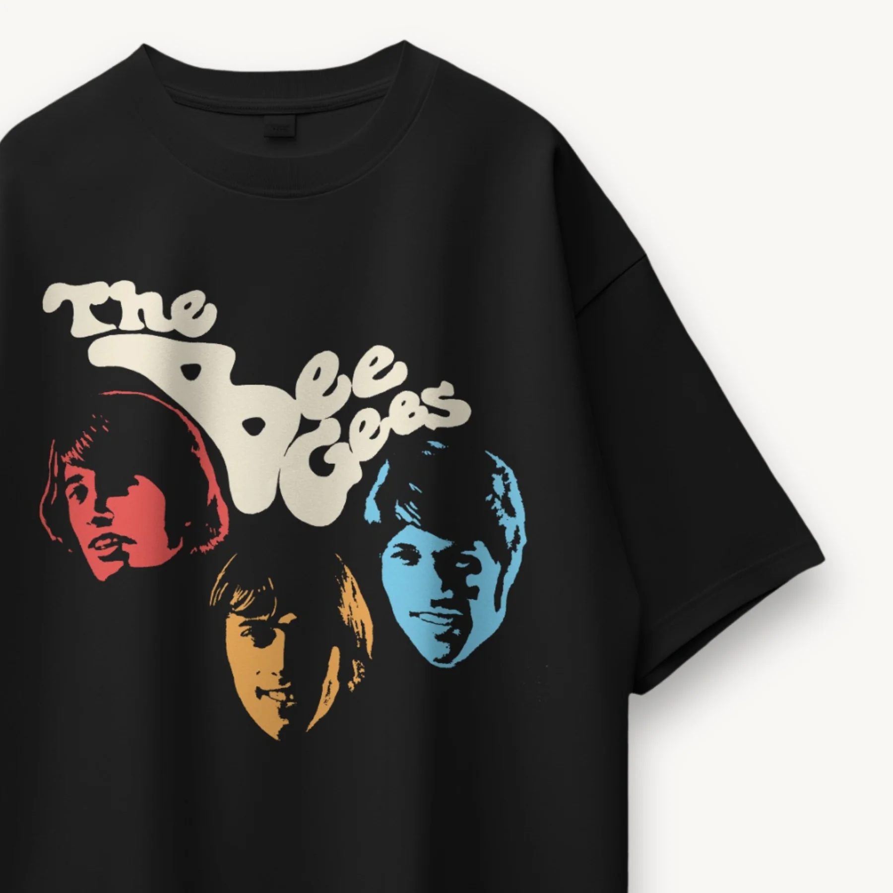 Bee Gees Classic Portrait Black Oversized Tee - Image 3