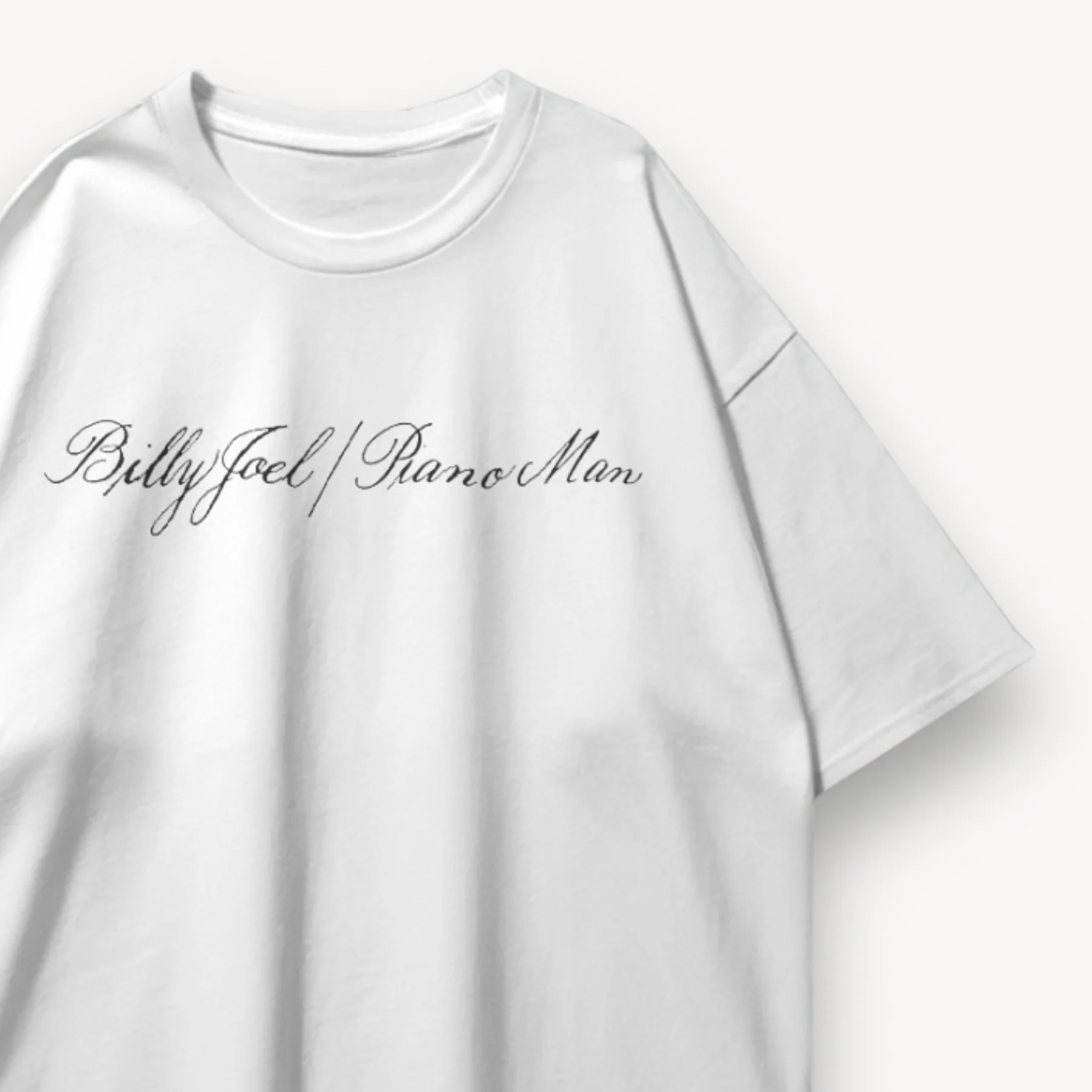 Billy Joel Piano Man White Oversized Tee - Image 3