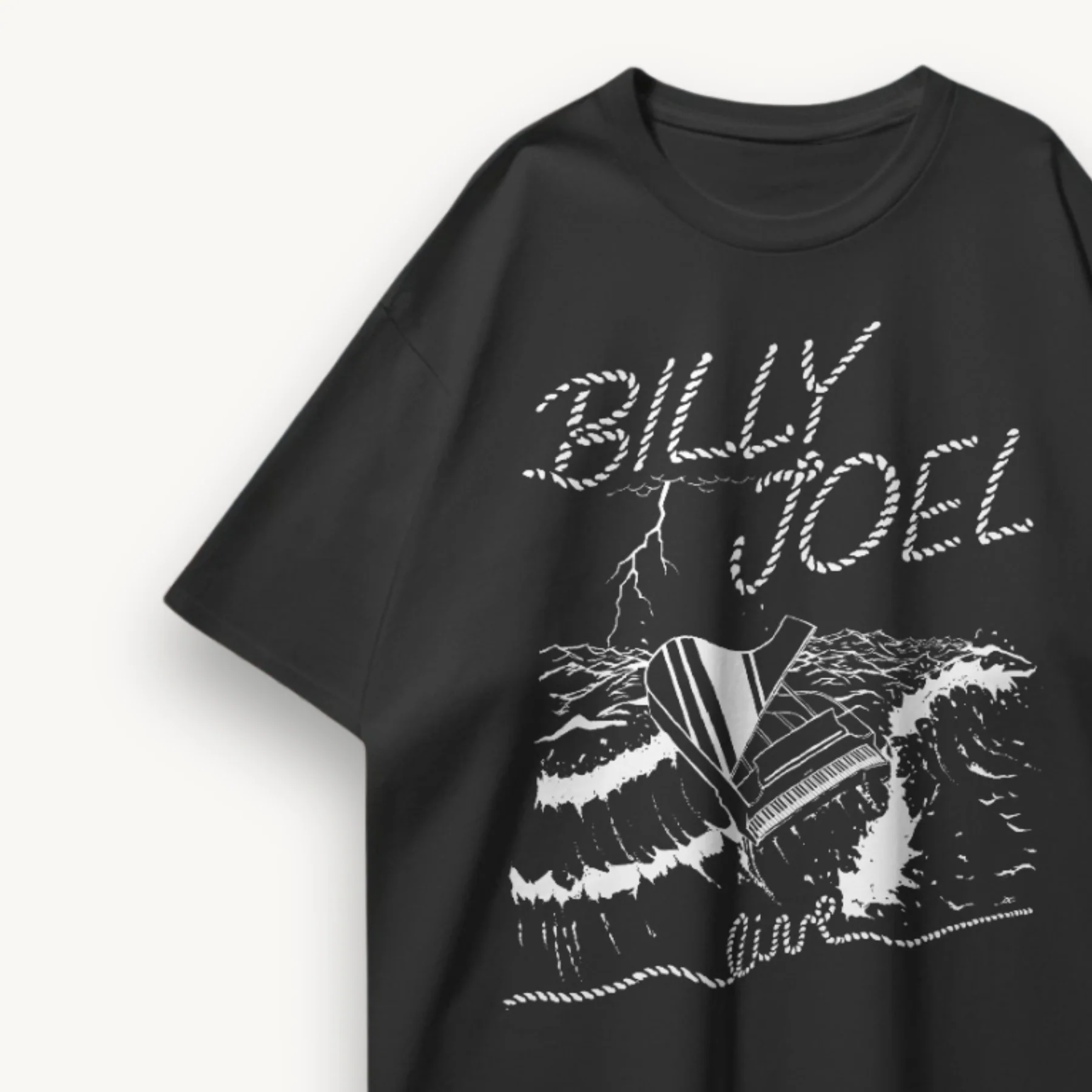 Billy Joel Storm Front Black Oversized Tee - Image 3