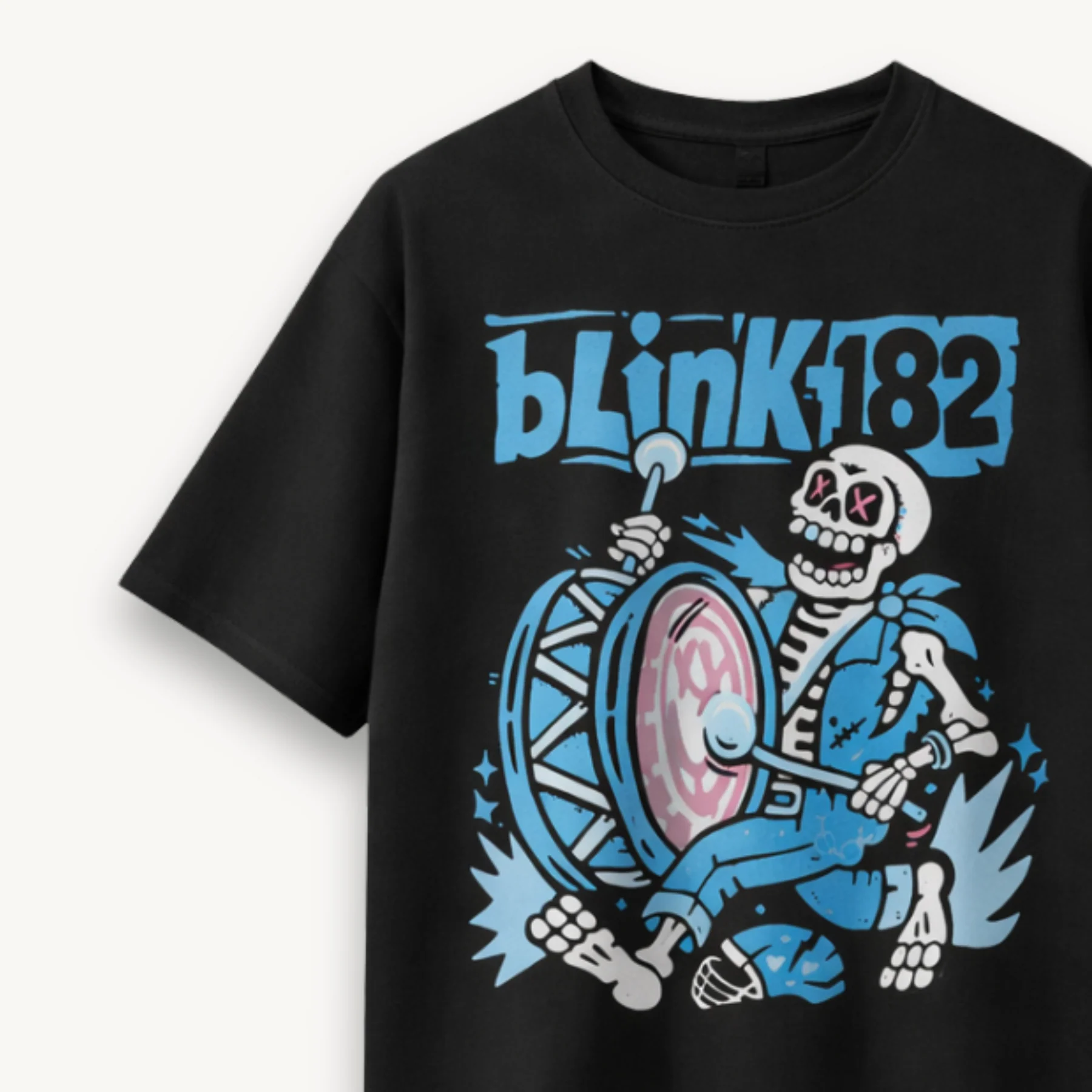 Blink-182 Blue Skeleton Edition Black Relaxed Tee - Image 3