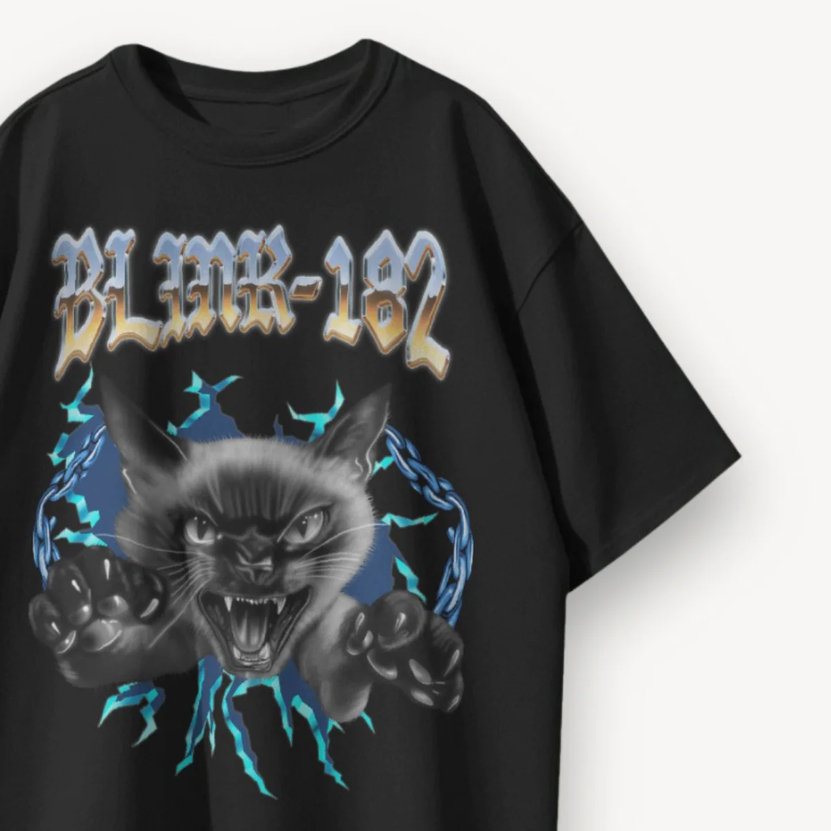 Blink-182 Feral Pop-Punk Black Oversized Tee - Image 3