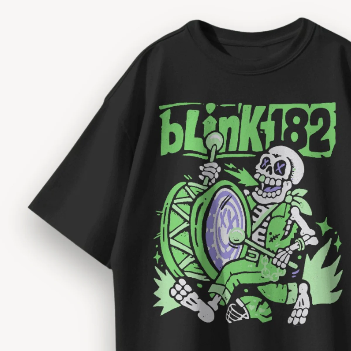 Blink-182 Green Skeleton Edition Black Oversized Tee - Image 3