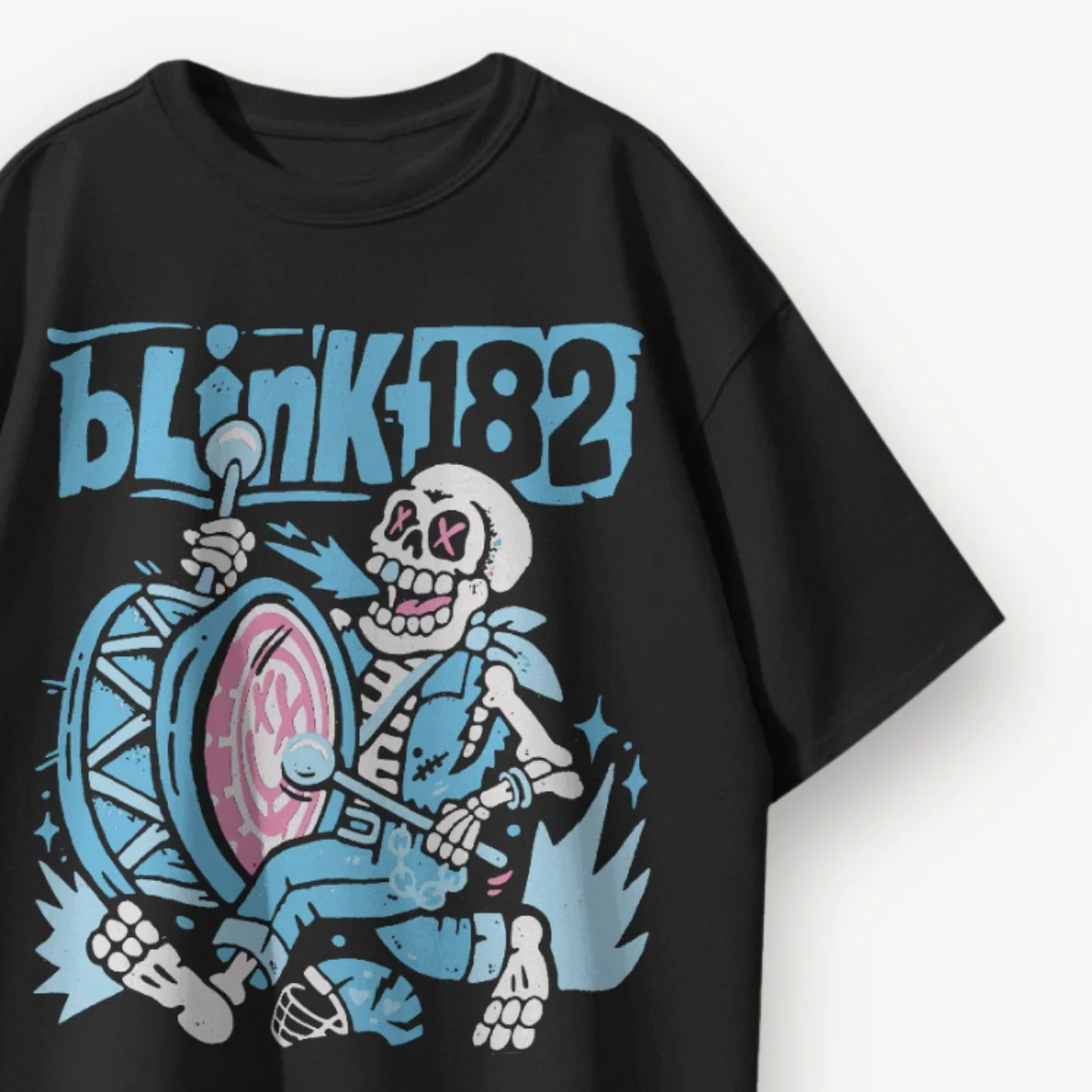 Blink-182 Blue Skeleton Edition Black Oversized Tee - Image 3