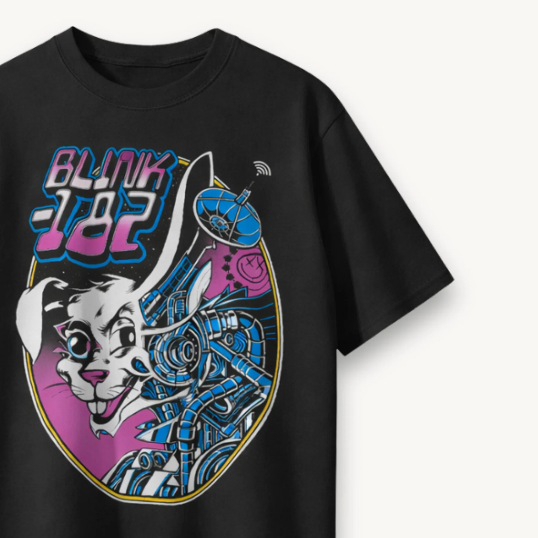 Blink-182 Techno Bunny Black Relaxed Tee - Image 3