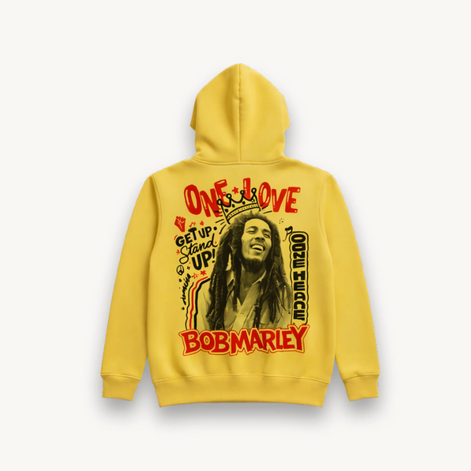 Bob Marley Hand Style Mustard Hoodie - Image 2