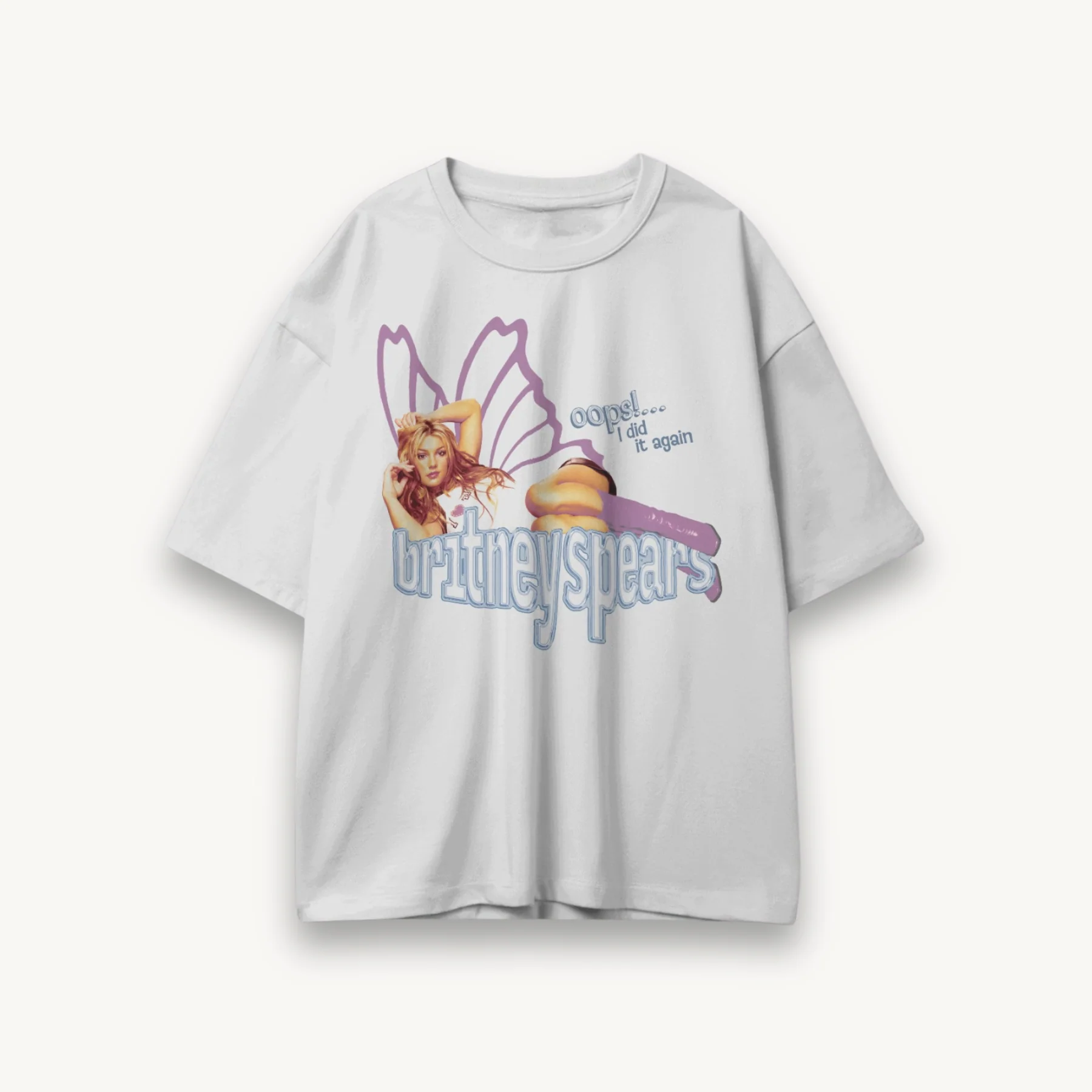Britney Spears Butterfly White Oversized Tee - Image 3