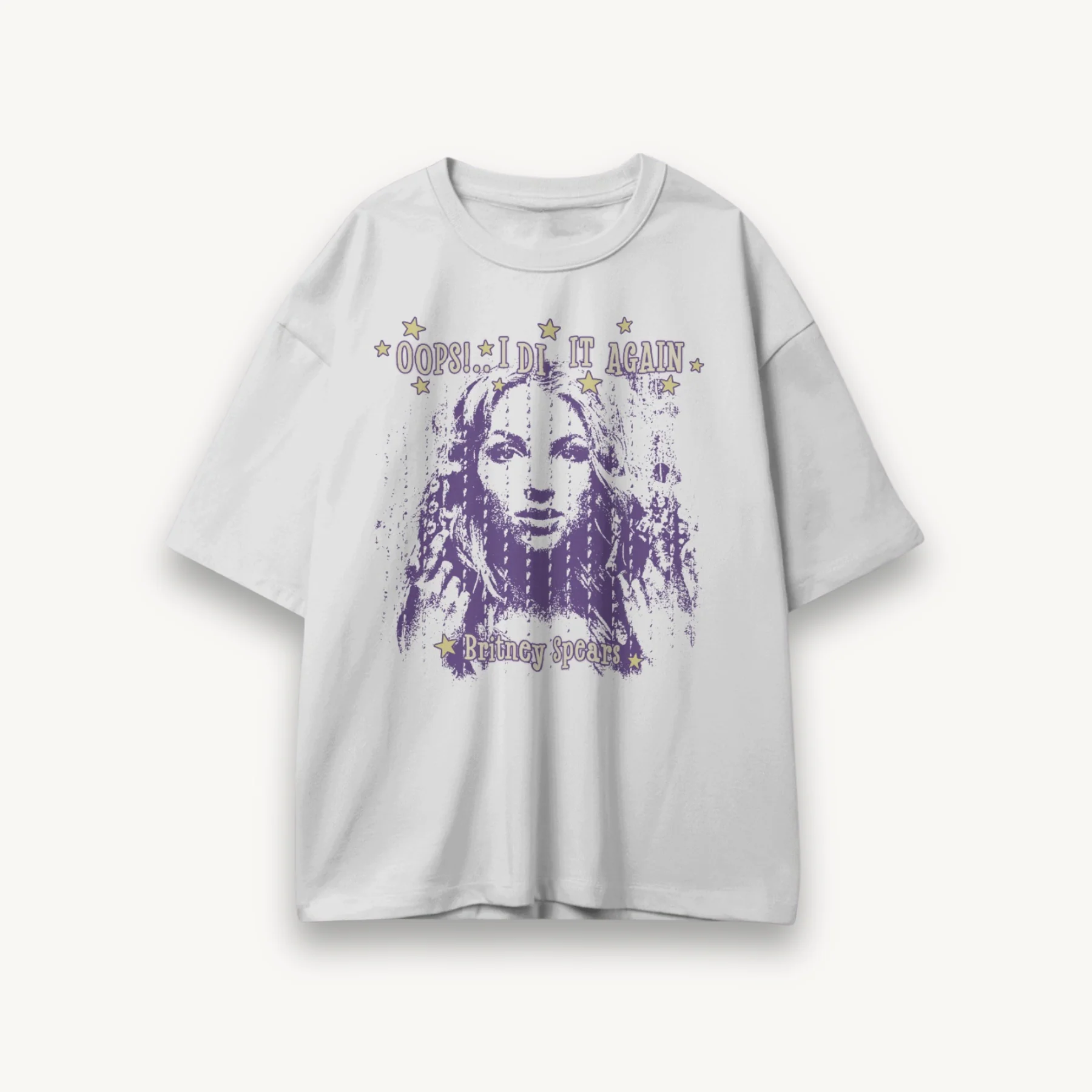 Britney Spears Oops! I Did It Again Portrait White Oversized Tee - Image 3