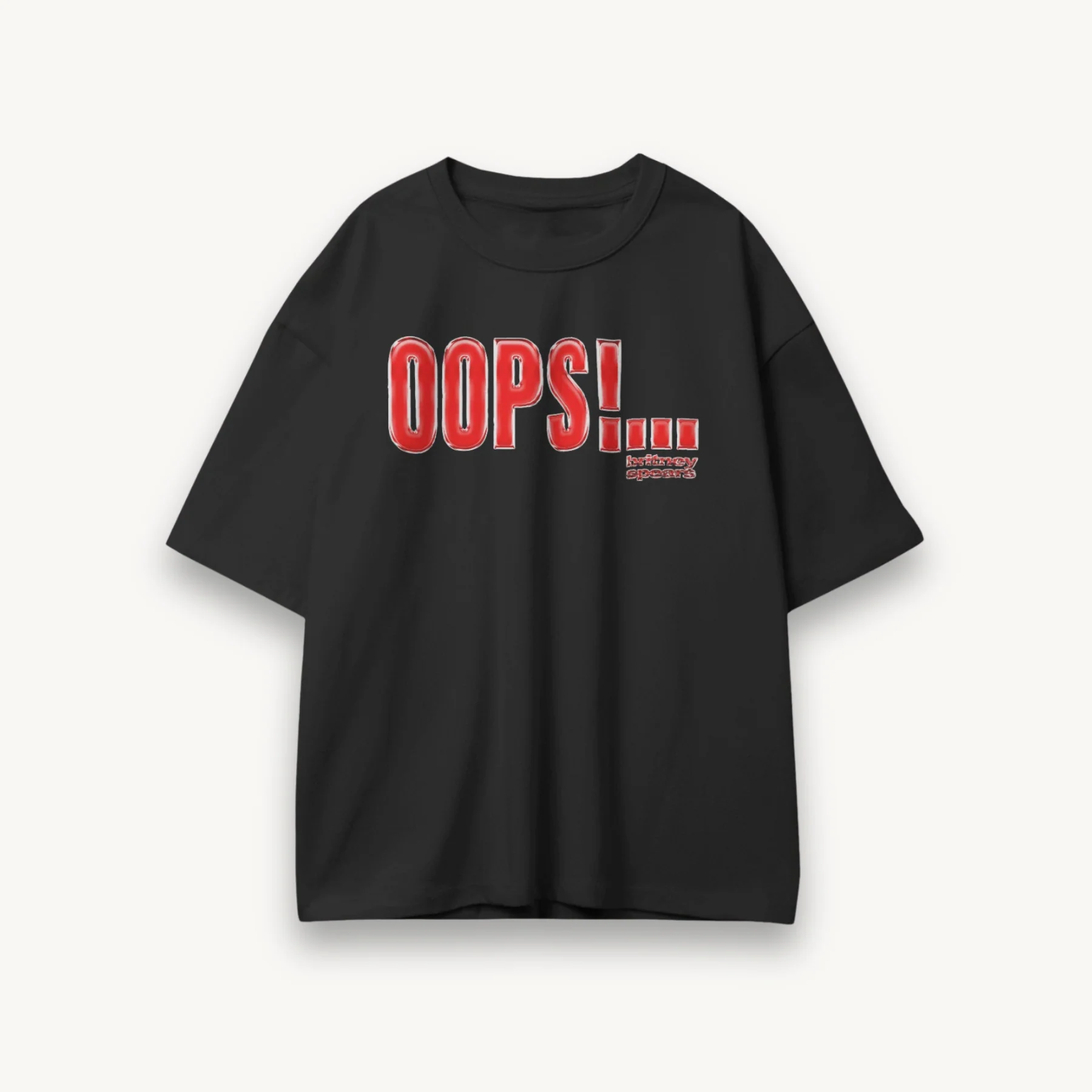 Britney Spears Oops!... Logo Black Oversized Tee - Image 3