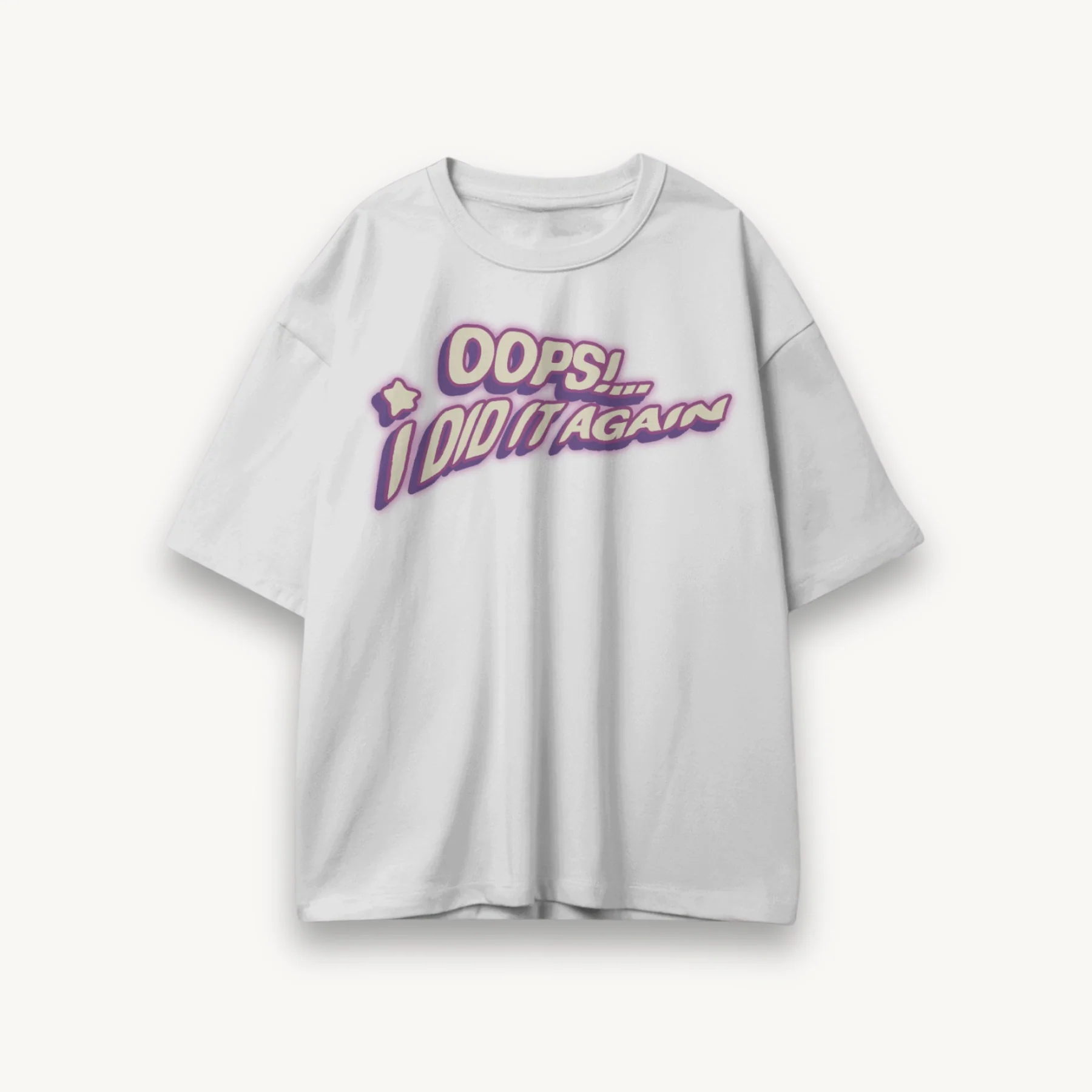 Britney Spears Typography White Oversized Tee - Image 3