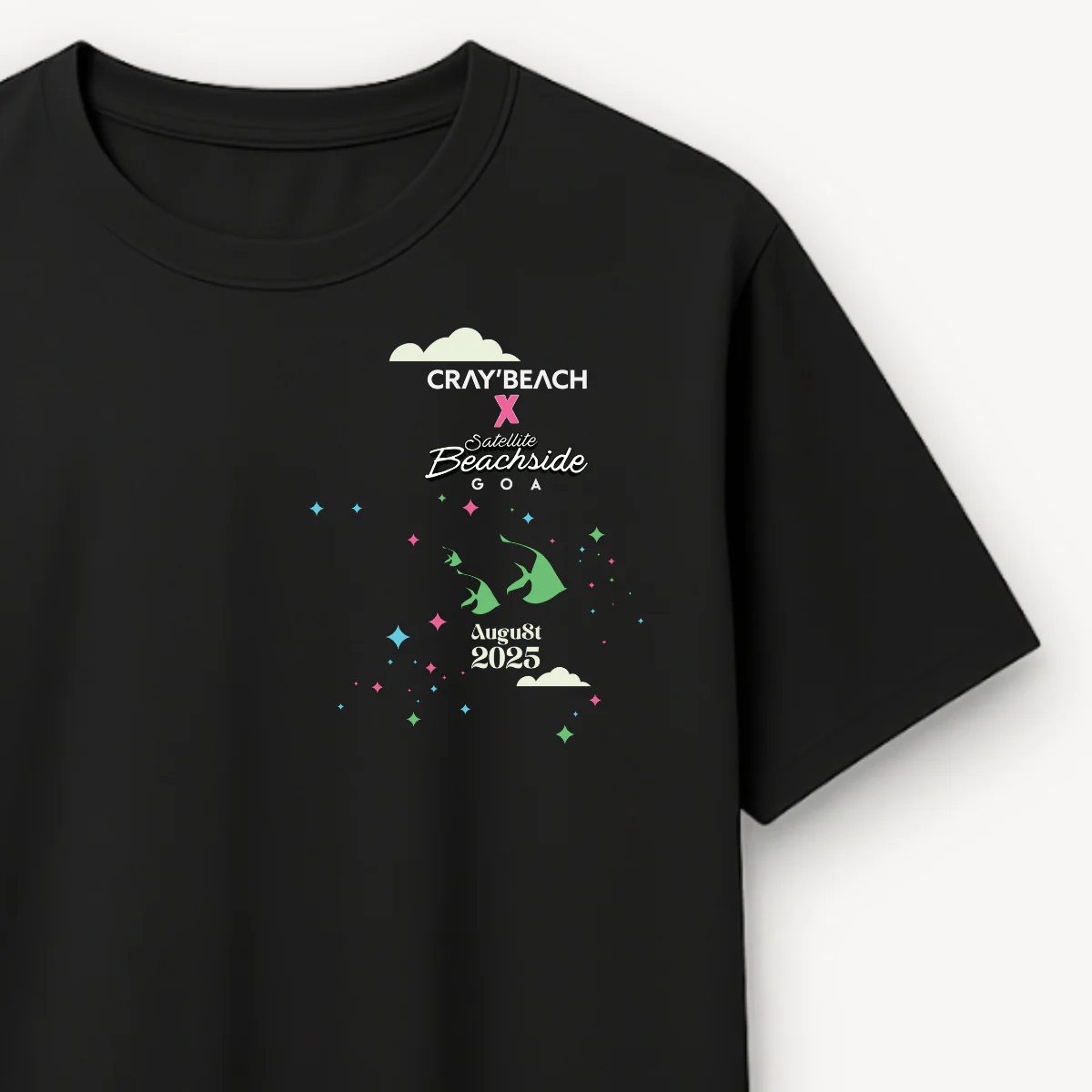 Cray’Beach x Satellite Beachside Lineup Black Relaxed Tee - Image 3