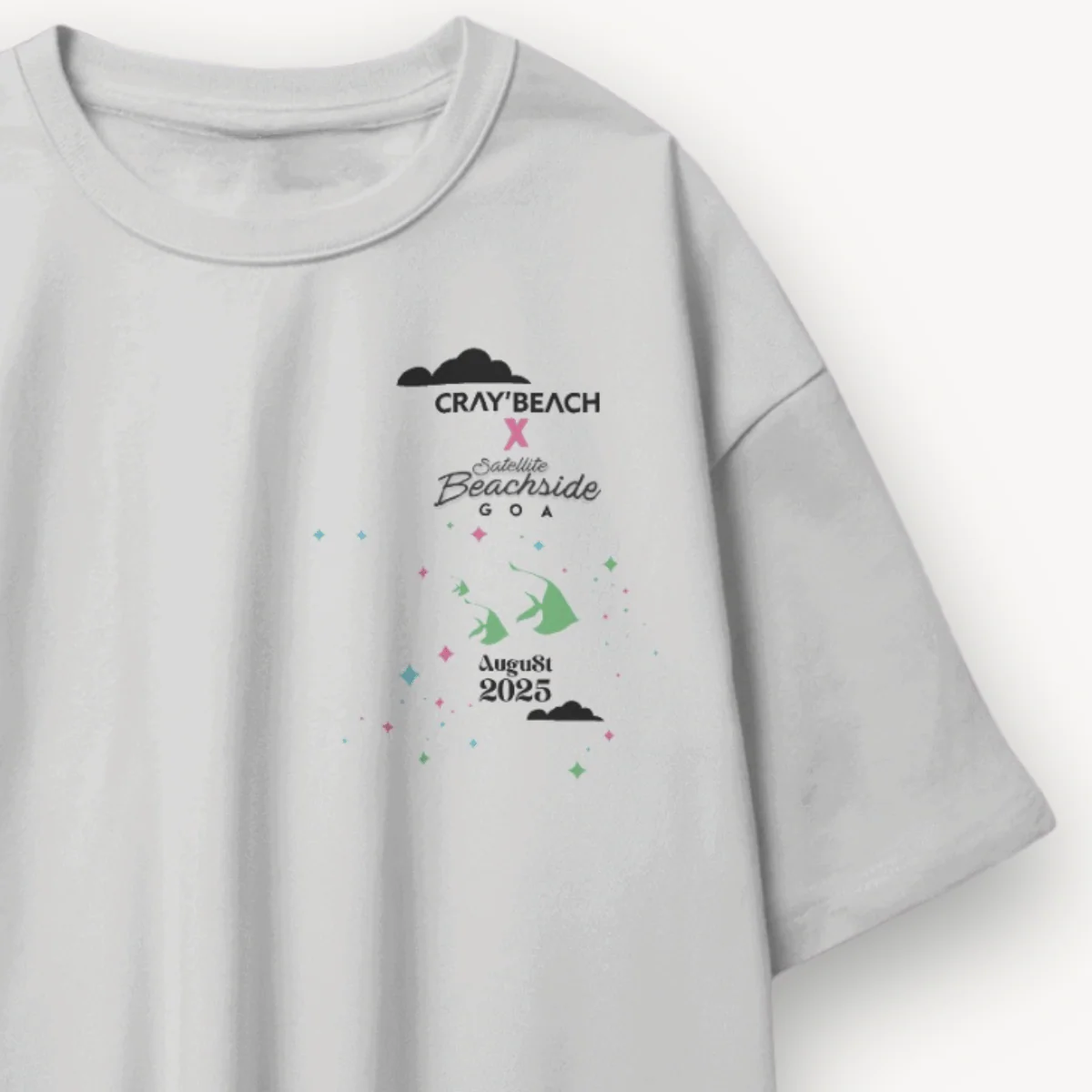 Cray’Beach x Satellite Beachside Lineup White Oversized Tee - Image 3