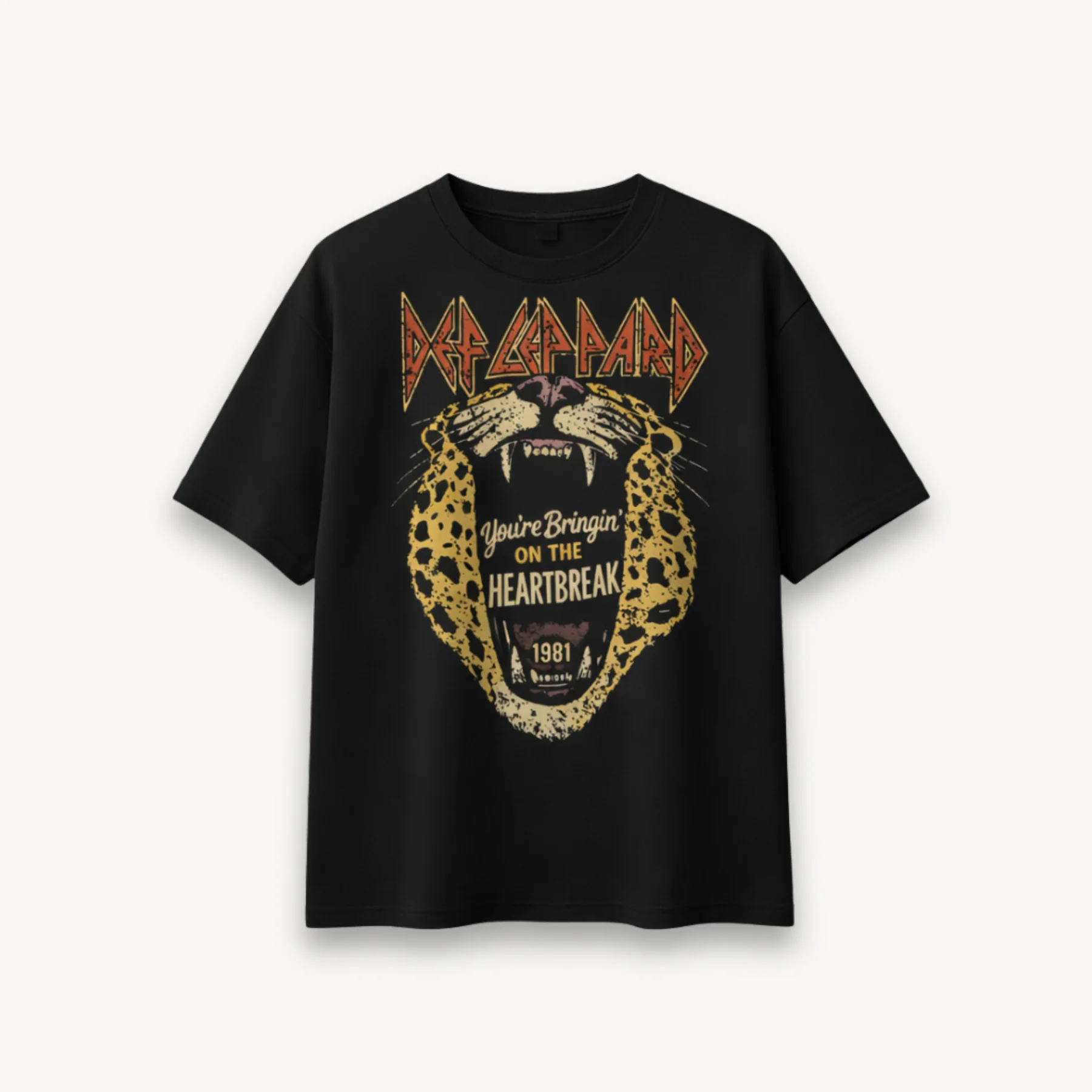 Def Leppard Bringin On The Heartbreak India '26 Black Relaxed Tee