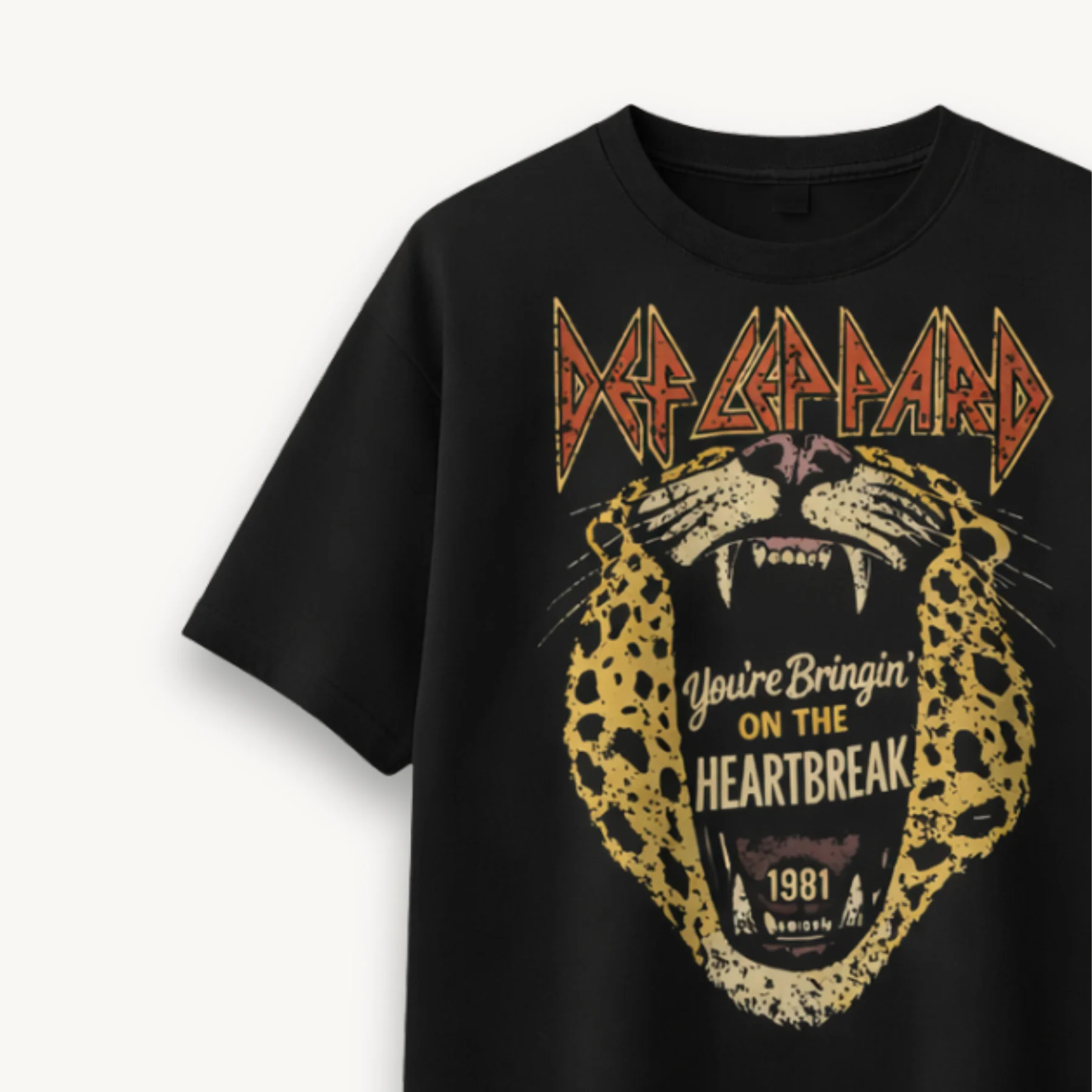 Def Leppard Bringin On The Heartbreak India '26 Black Relaxed Tee - Image 3