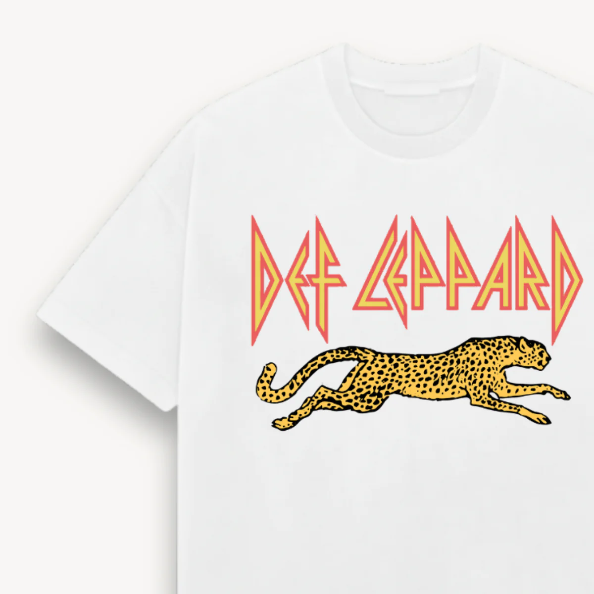 Def Leppard Leaping Leopard White Relaxed Tee - Image 3