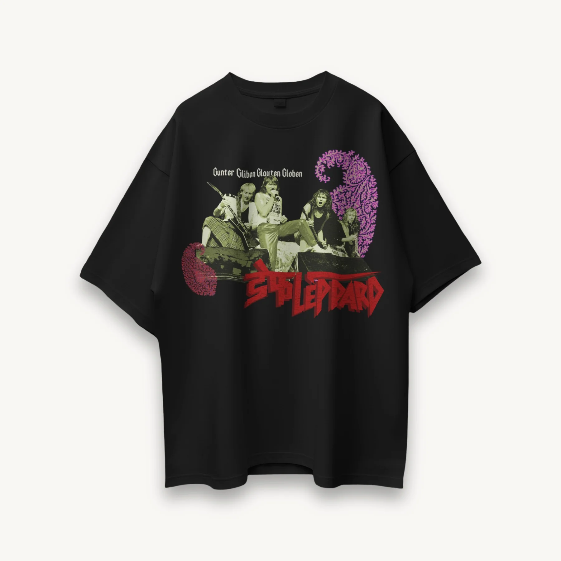 Def Leppard India '26 Vintage Band Black Oversized Tee