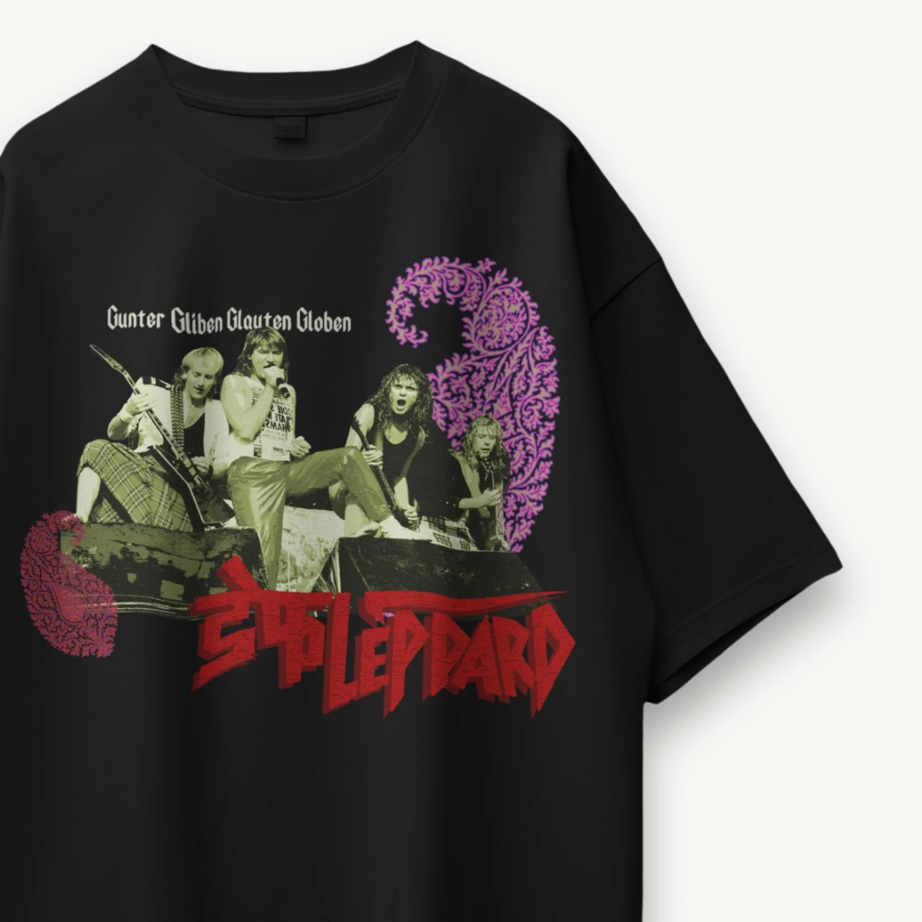 Def Leppard India '26 Vintage Band Black Oversized Tee - Image 3