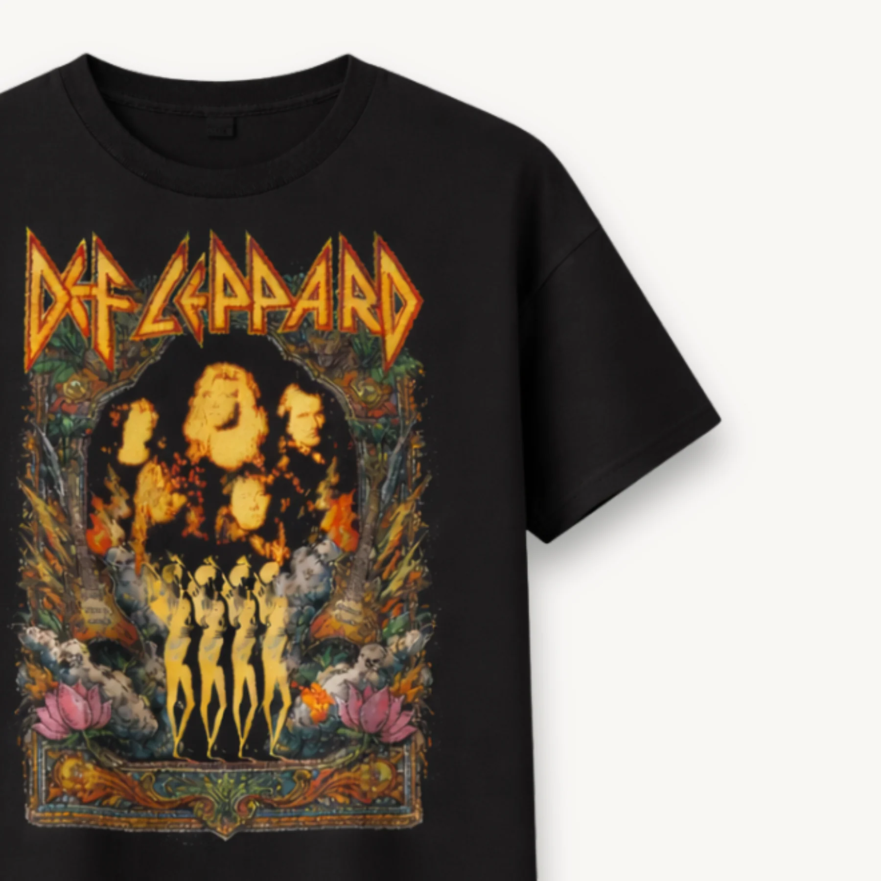 Def Leppard Vintage Photo India '26 Black Relaxed Tee - Image 3
