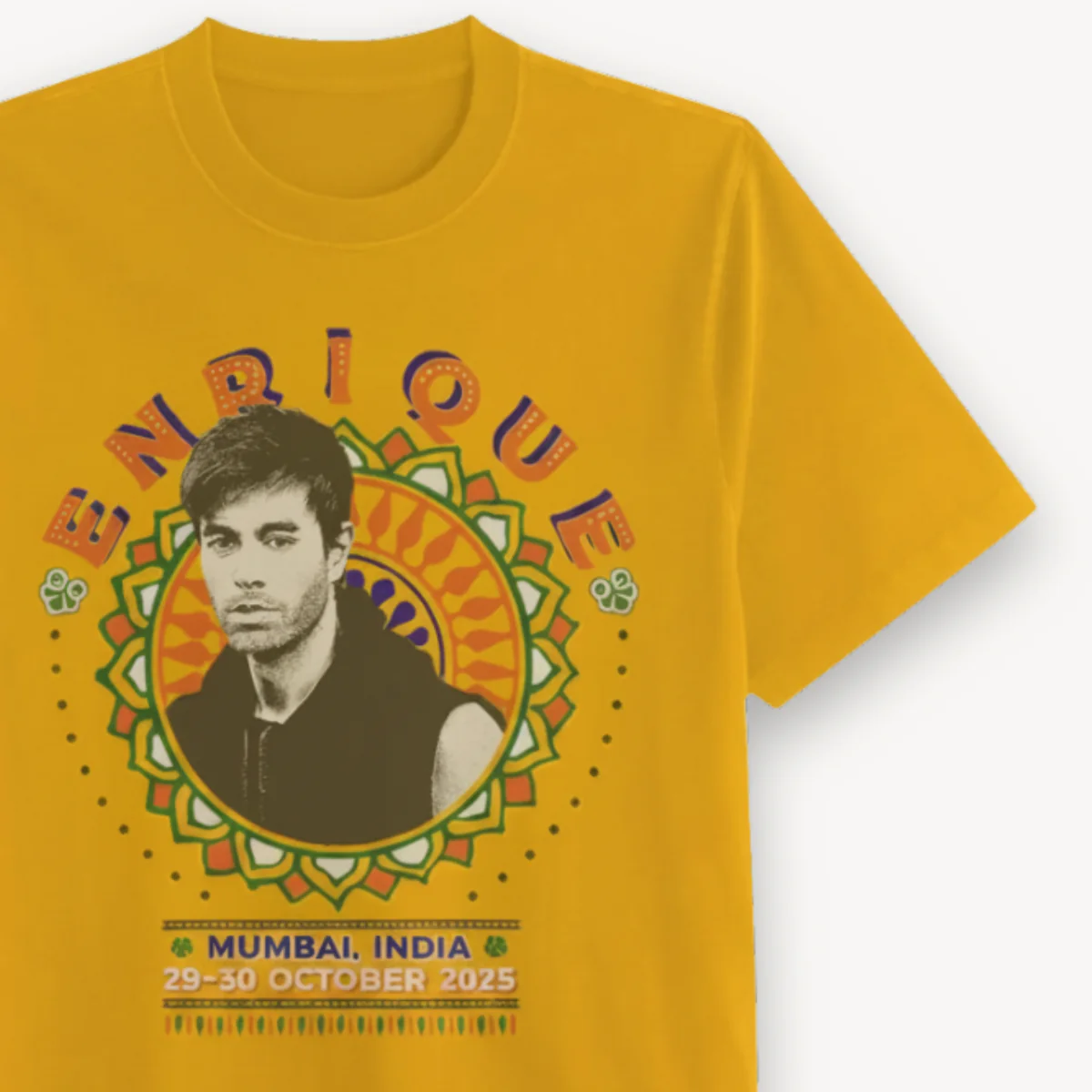 Enrique Iglesias Mumbai 2025 Tour Limited Edition Mustard Regular Tee - Image 3