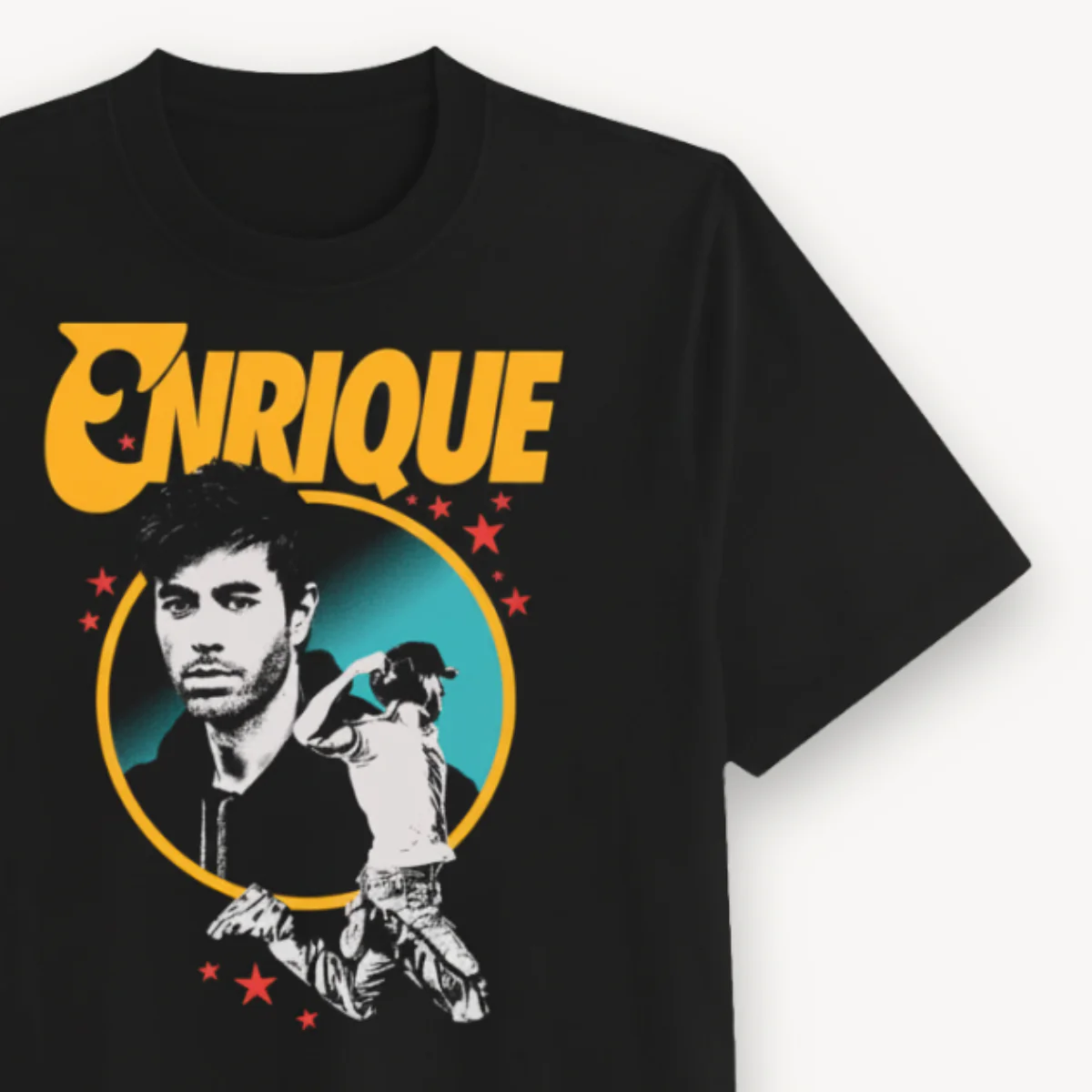 Enrique Iglesias Retro Tour Graphic Black Regular Tee - Image 3