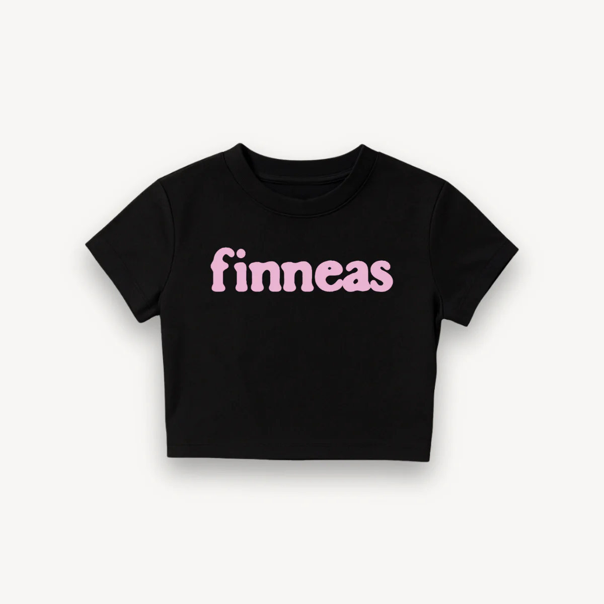 Finneas Wordmark Black Crop Top - Image 2