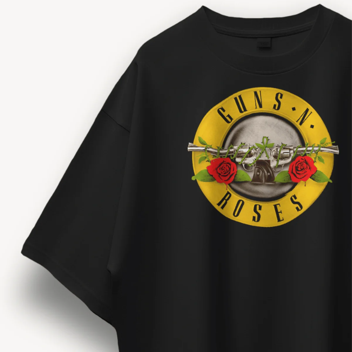 Guns N' Roses Mumbai '25 Bullet Black Oversized Tee - Image 3
