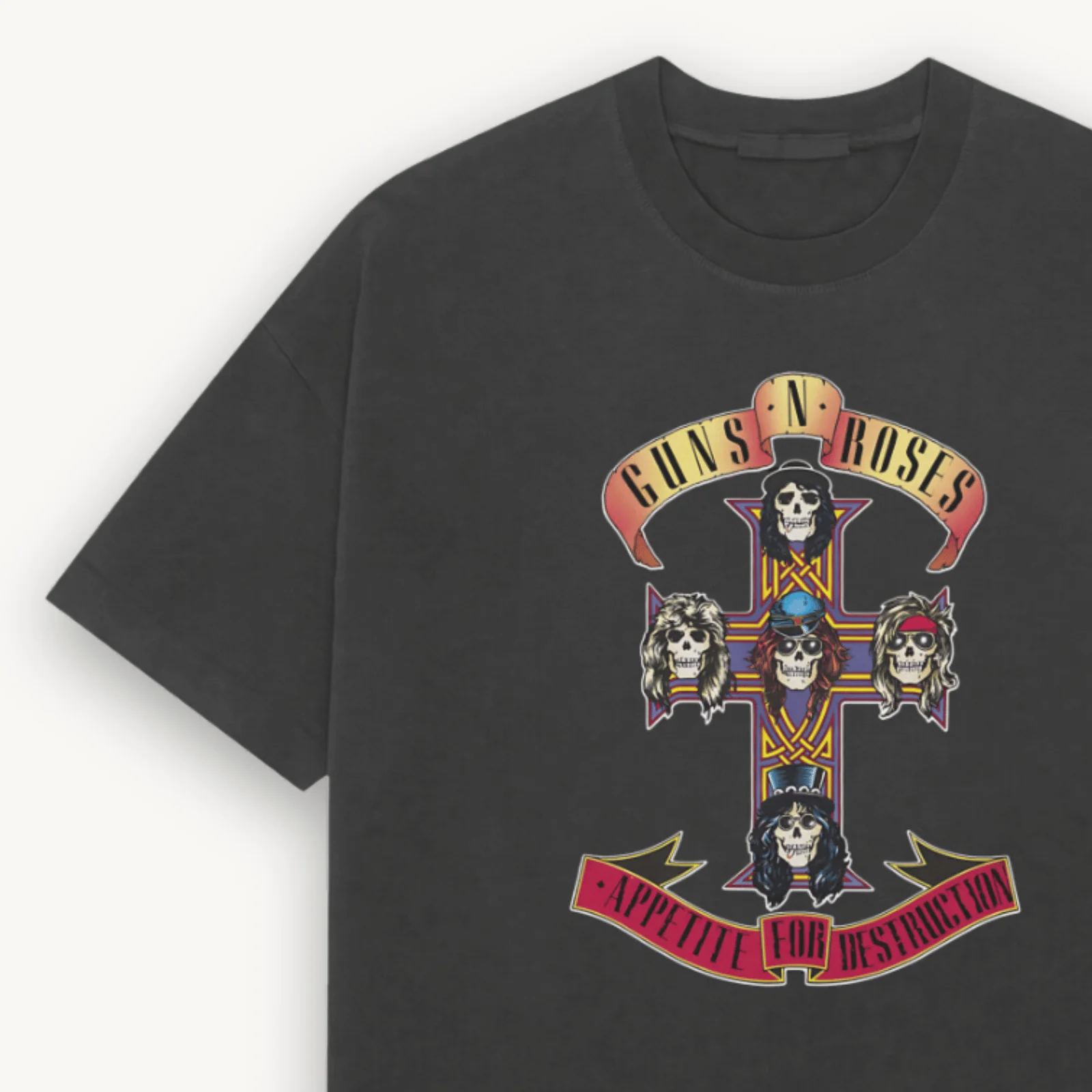 Guns N' Roses Mumbai '25 Cross Black Relaxed Tee - Image 3