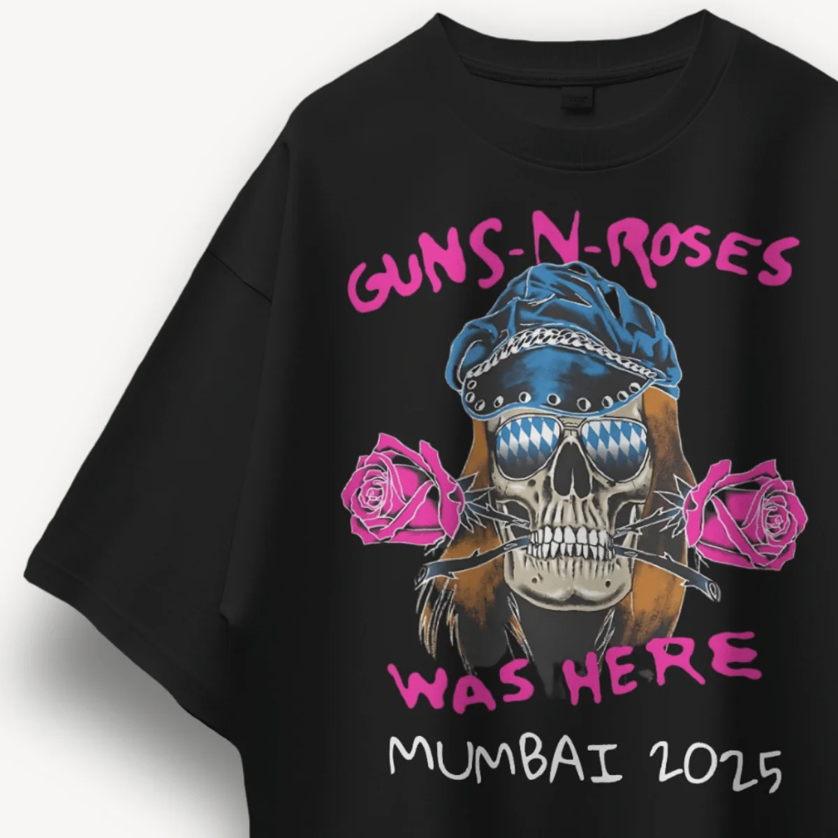 Guns N' Roses Mumbai '25 Black Oversized Tee - Image 3