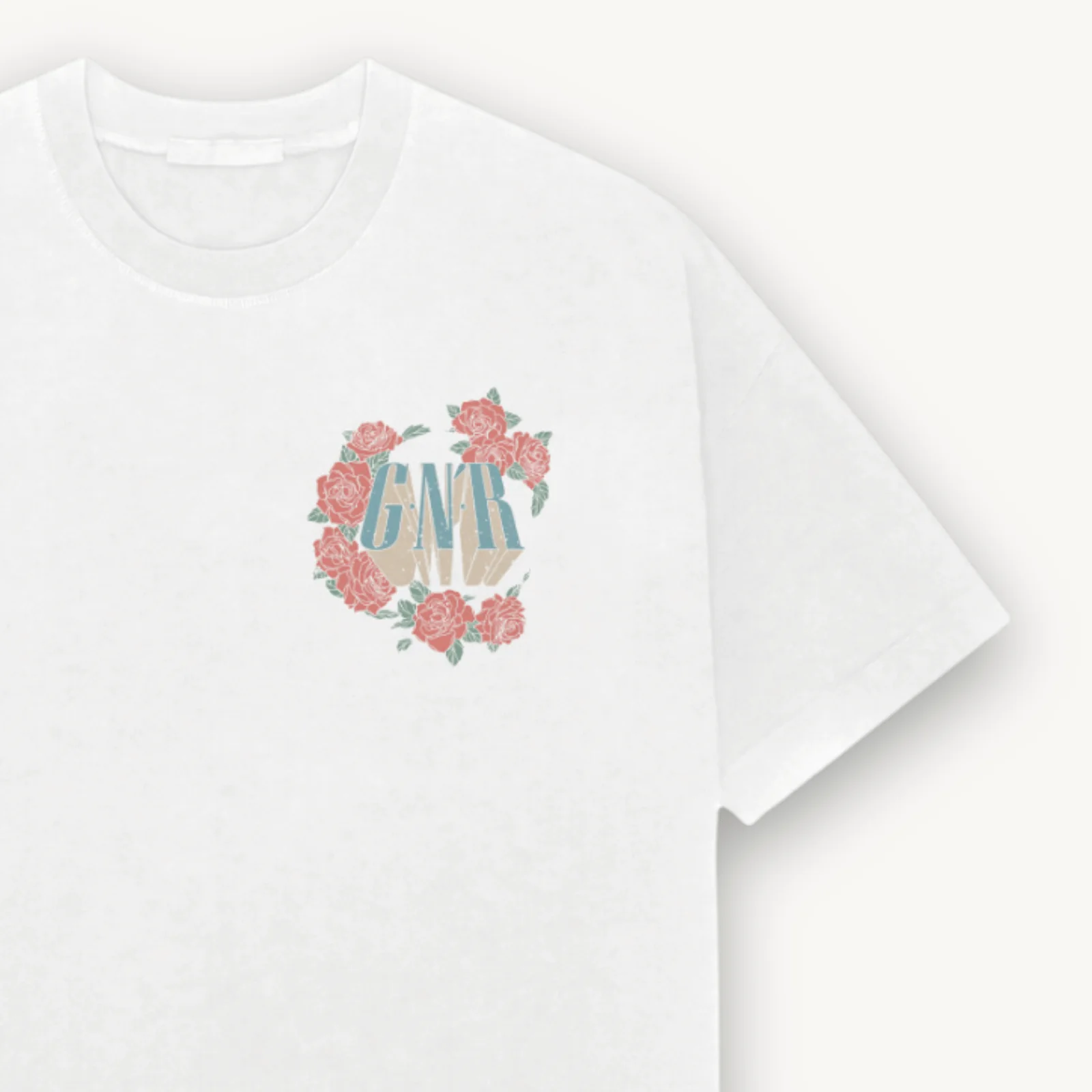 Guns N' Roses Logo White Relaxed Tee - Image 3