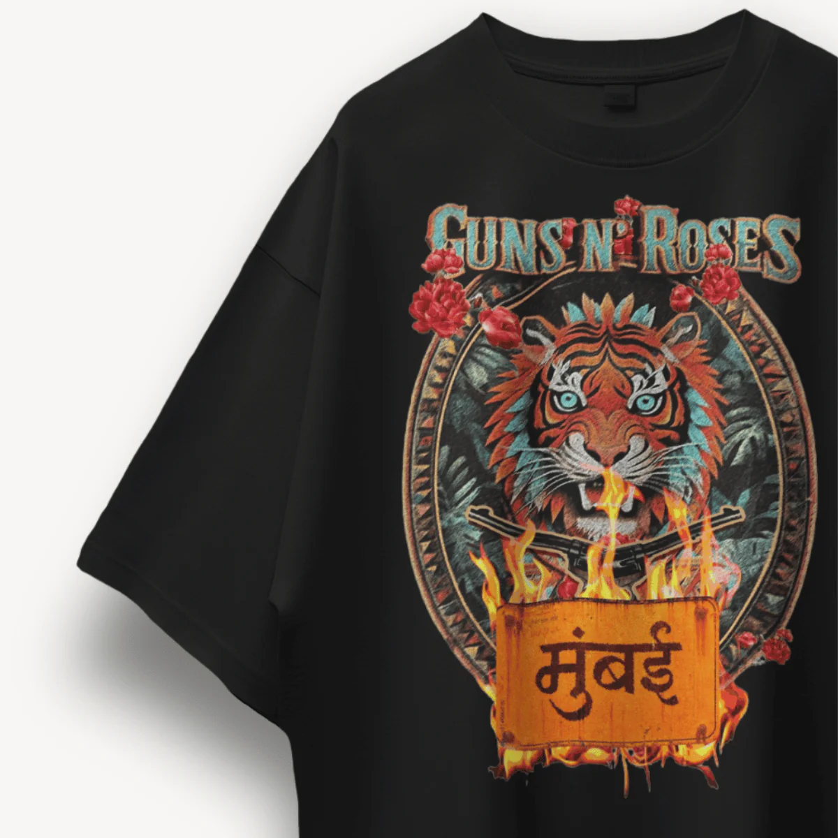 Guns N' Roses Mumbai '25 Black Oversized Tee - Image 3