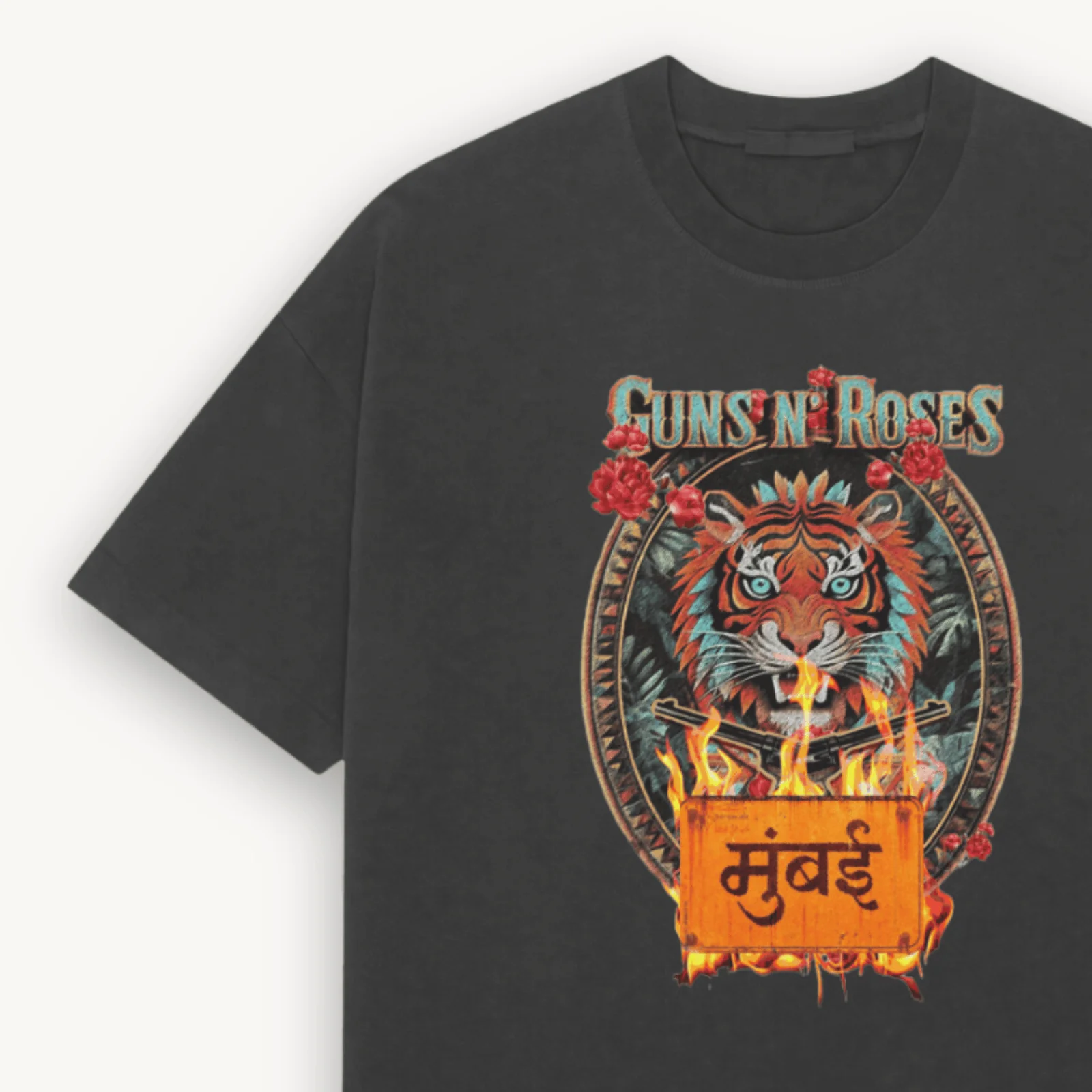 Guns N' Roses Mumbai '25 Black Relaxed Tee - Image 3