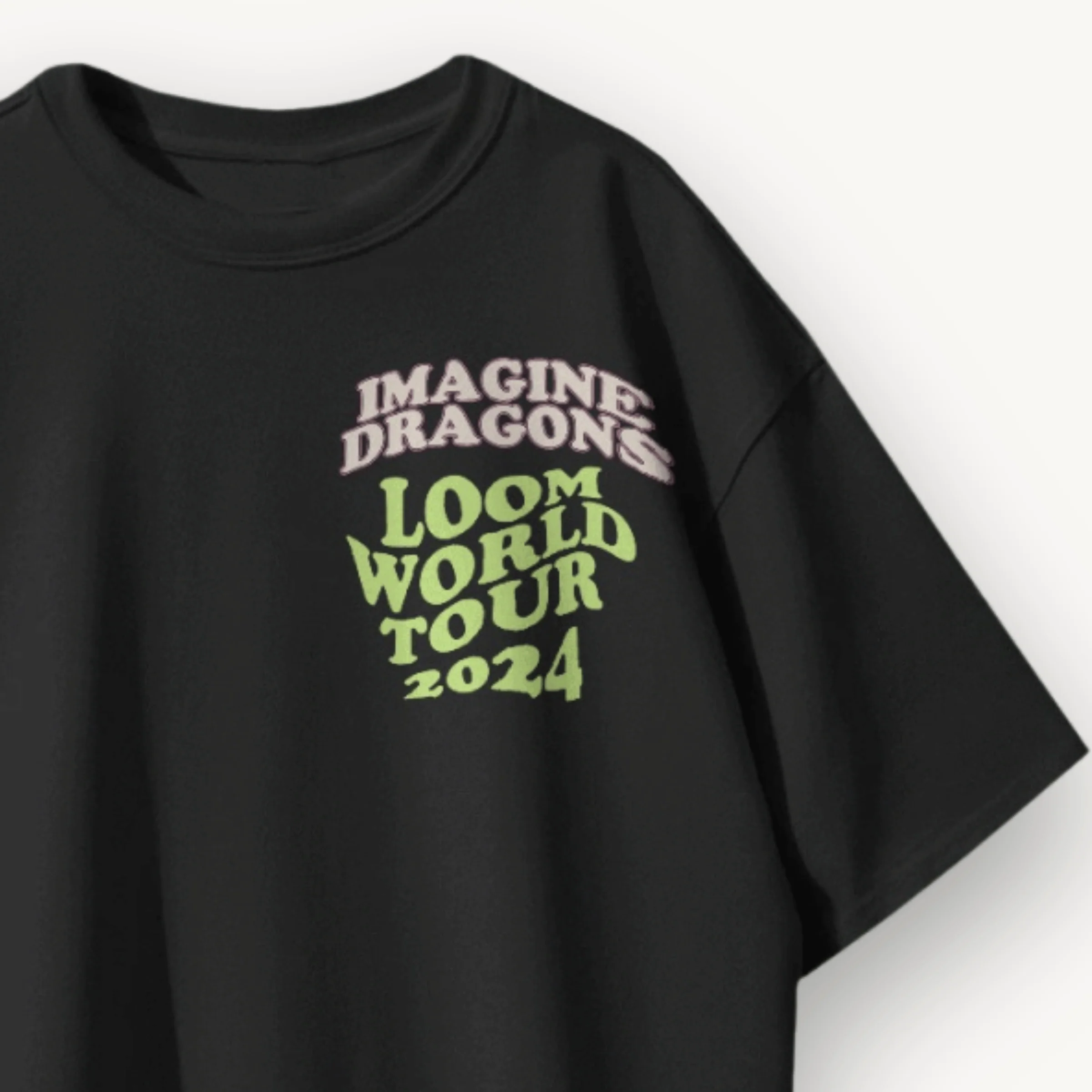 Imagine Dragons Cartoon Dragon Black Oversized Tee - Image 3