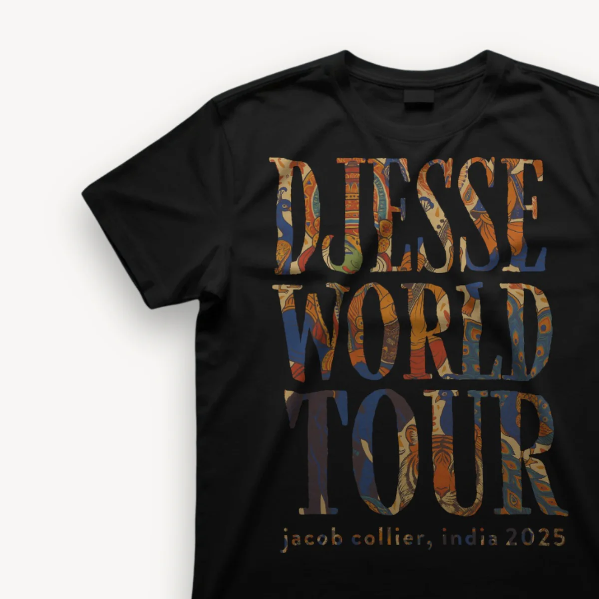 Jacob Collier Djesse World Tour India '25 Black Regular Tee - Image 3