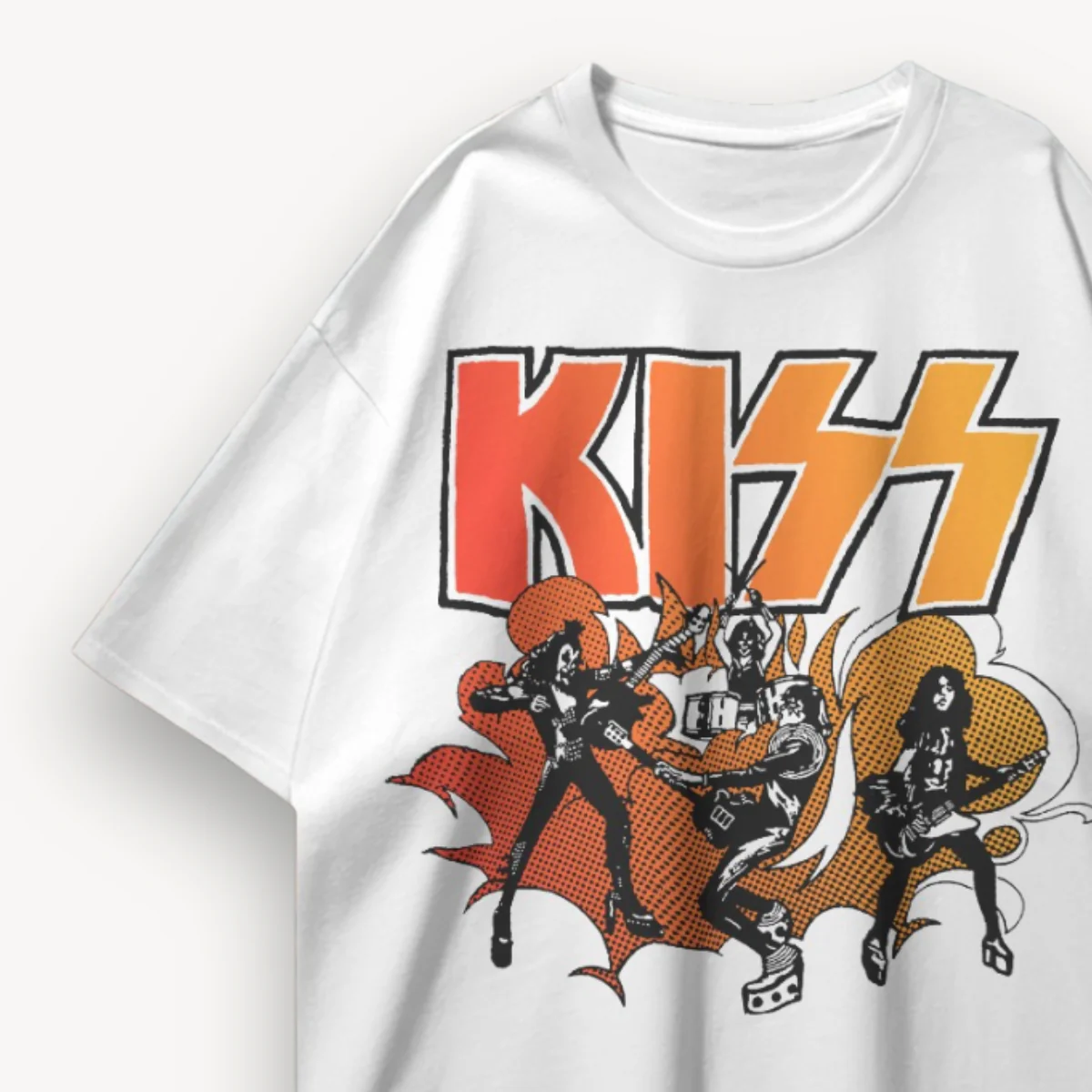 KISS Hotter Than Hell White Oversized Tee - Image 3