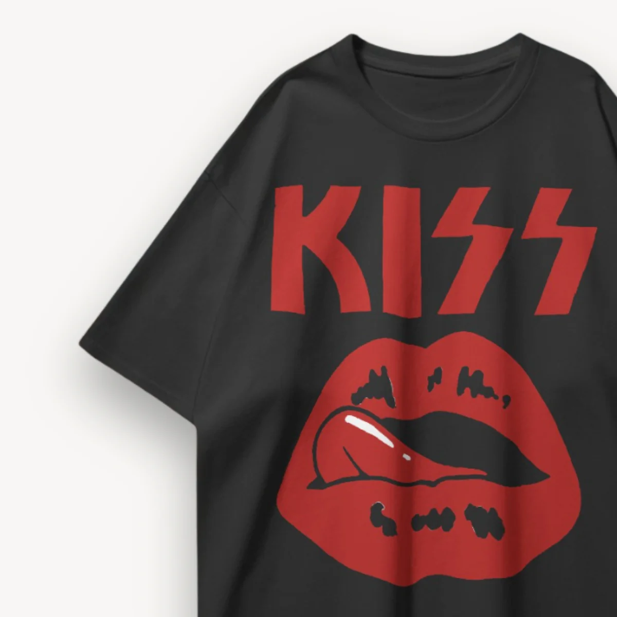 KISS Lips & Logo Black Oversized Tee - Image 3