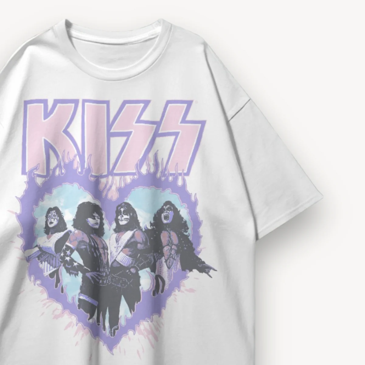 KISS Love Gun Heart White Oversized Tee - Image 3