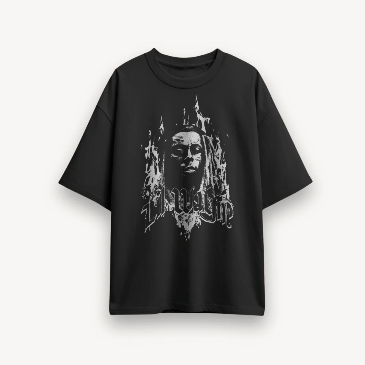 Lil Wayne Flame Carter Black Oversized Tee