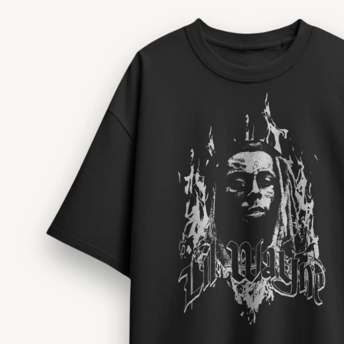 Lil Wayne Flame Carter Black Oversized Tee - Image 3