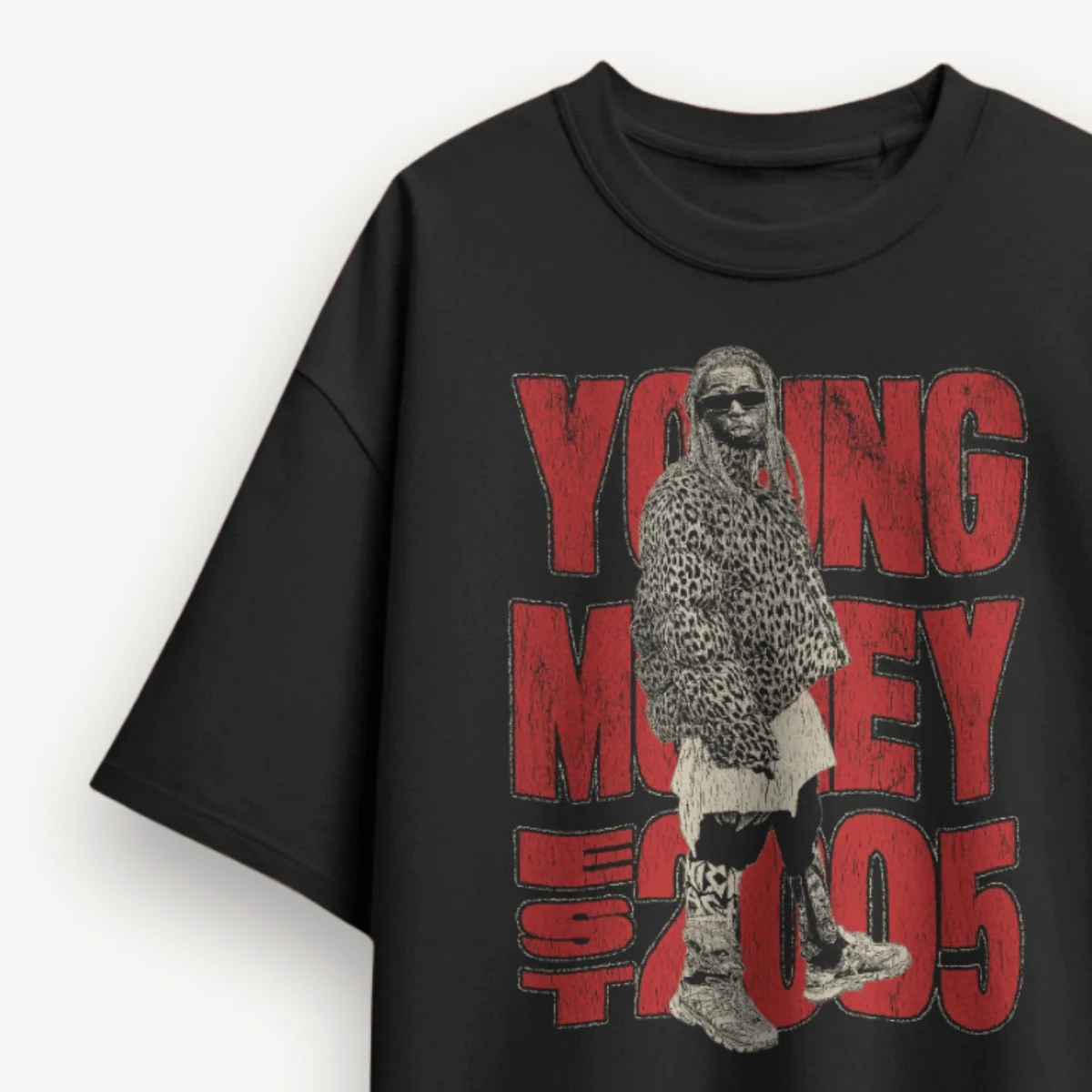 Lil Wayne Young Money Text Black Oversized Tee - Image 3
