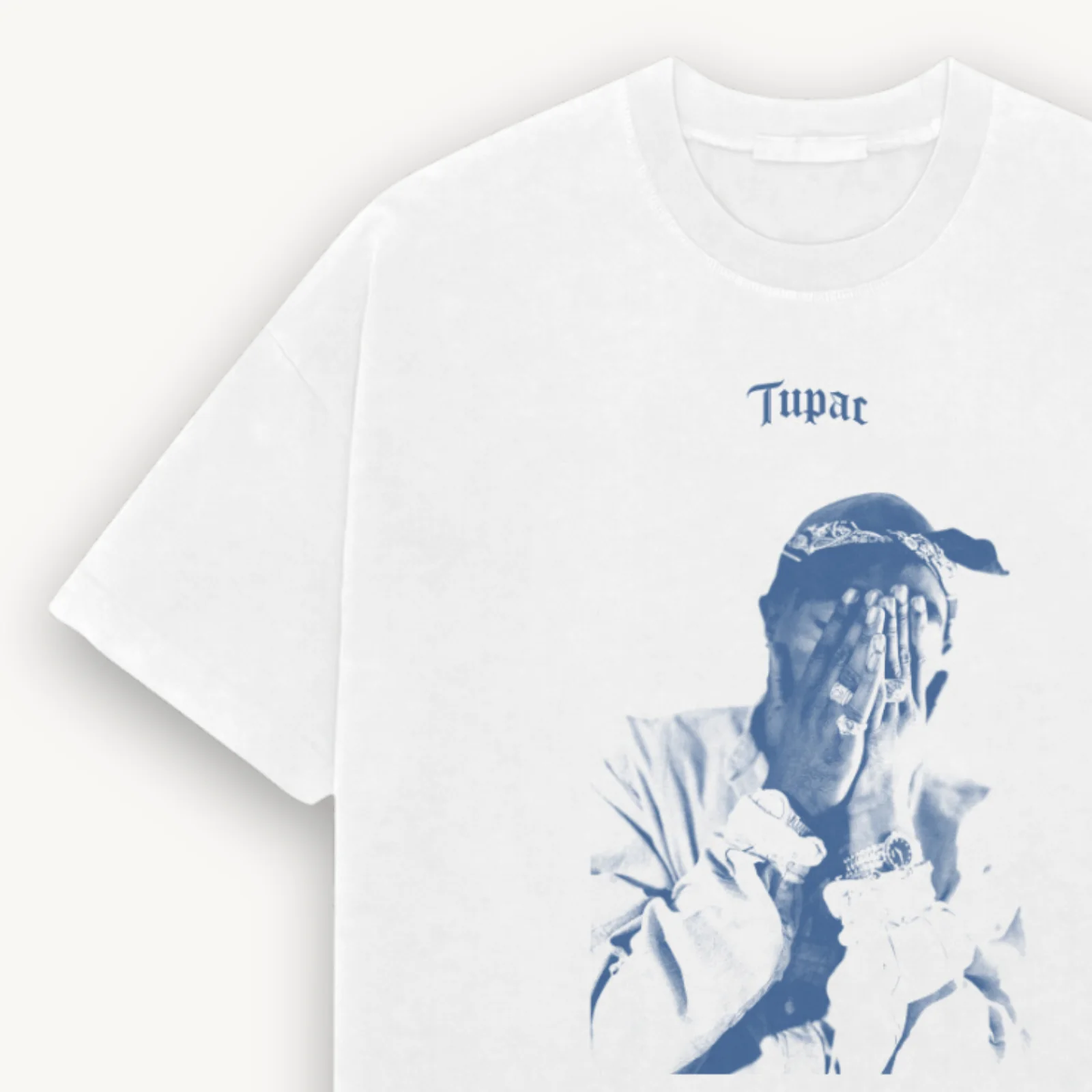 Official 2Pac Me Against White Relaxed Tee - Image 3