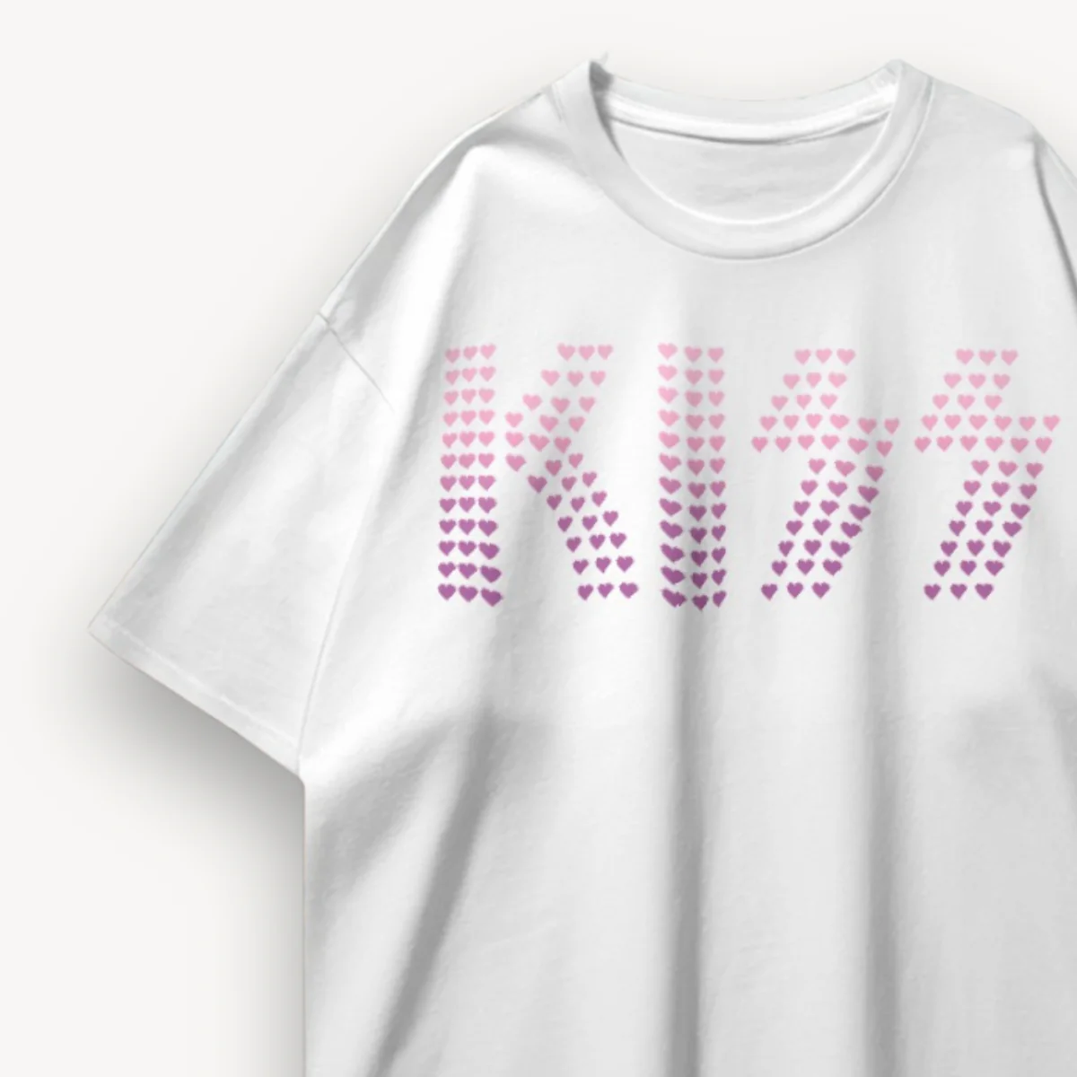 KISS Heart Logo White Oversized Tee - Image 3