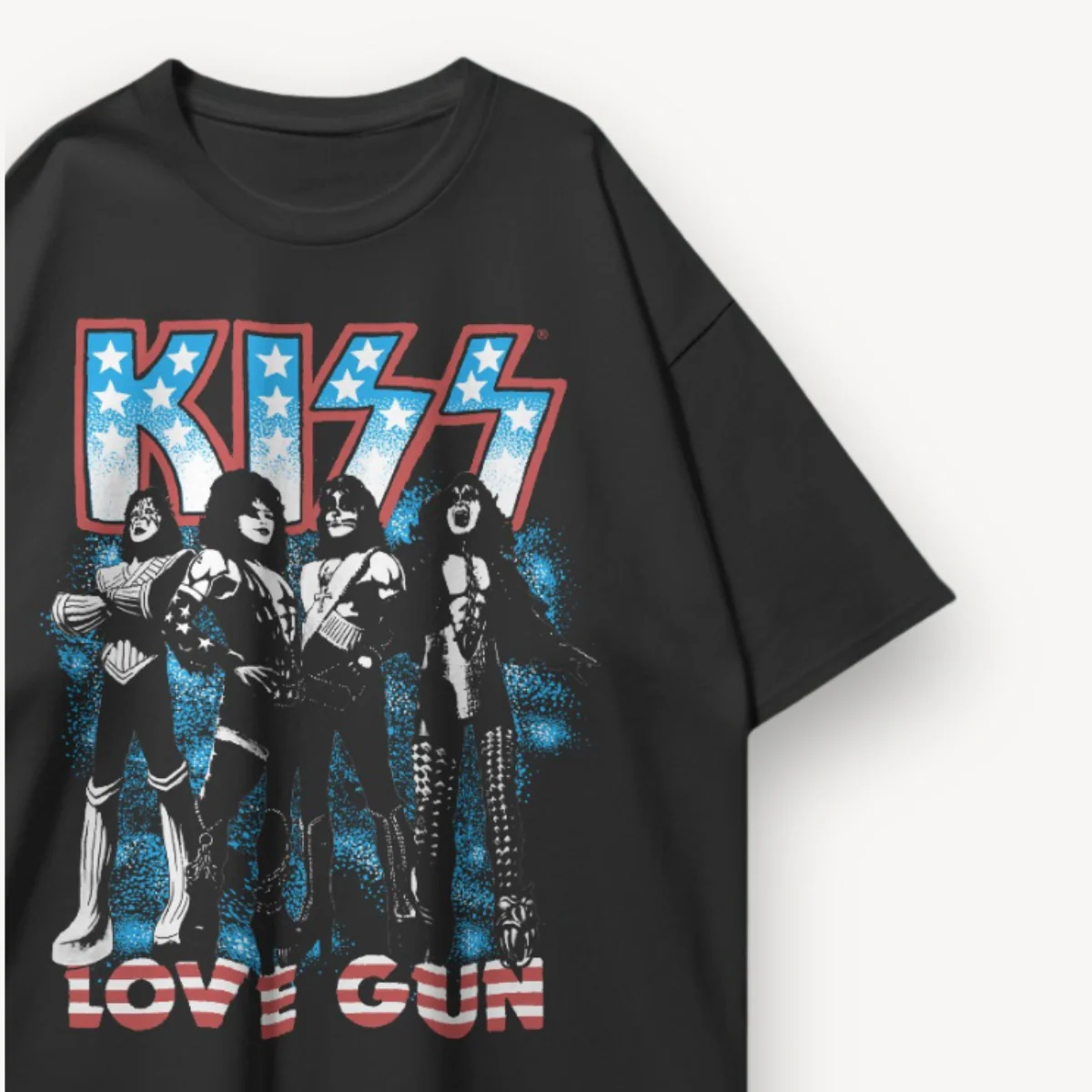 KISS Love Gun Stars Black Oversized Tee - Image 3