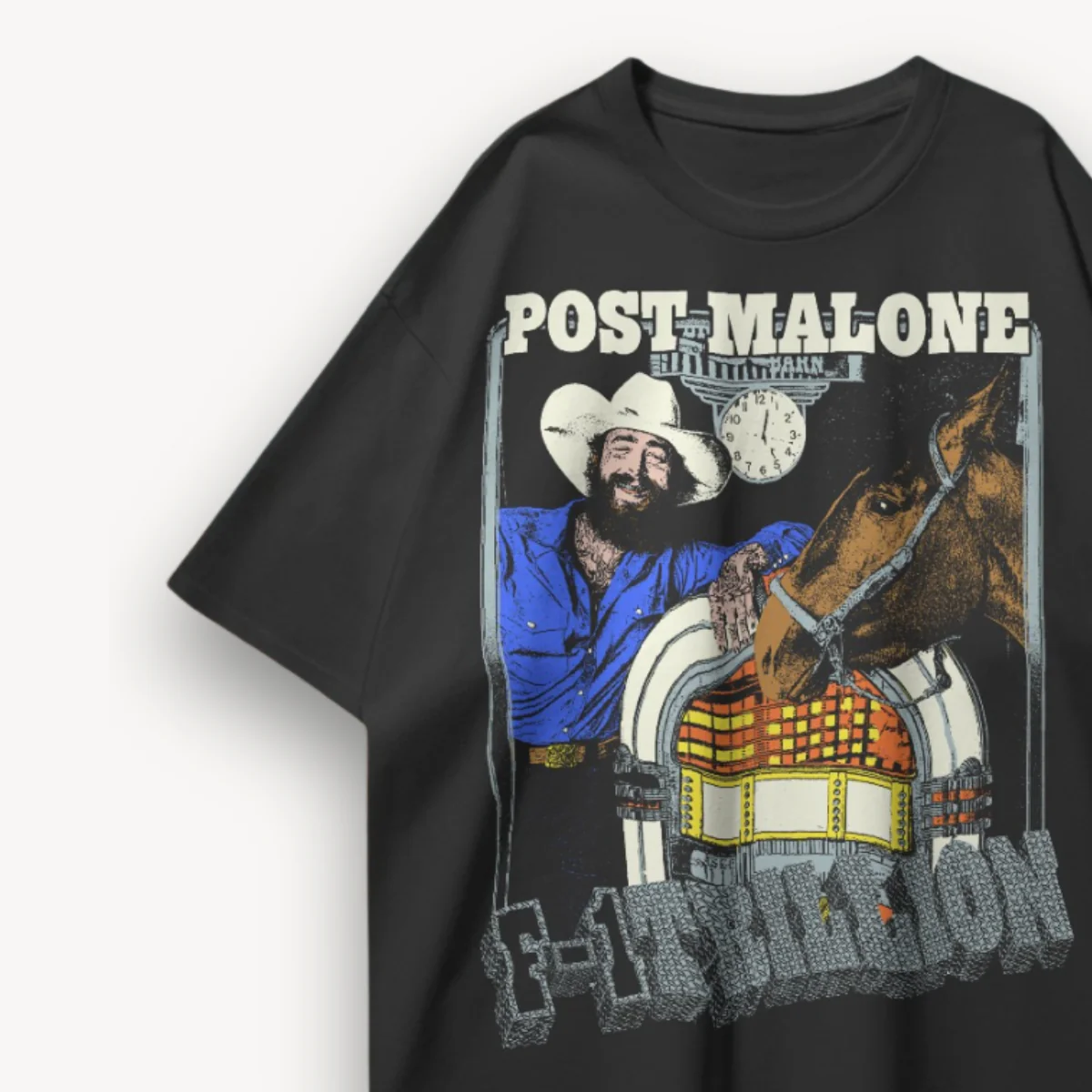 Post Malone Cowboy Jukebox Black Oversized Tee - Image 3