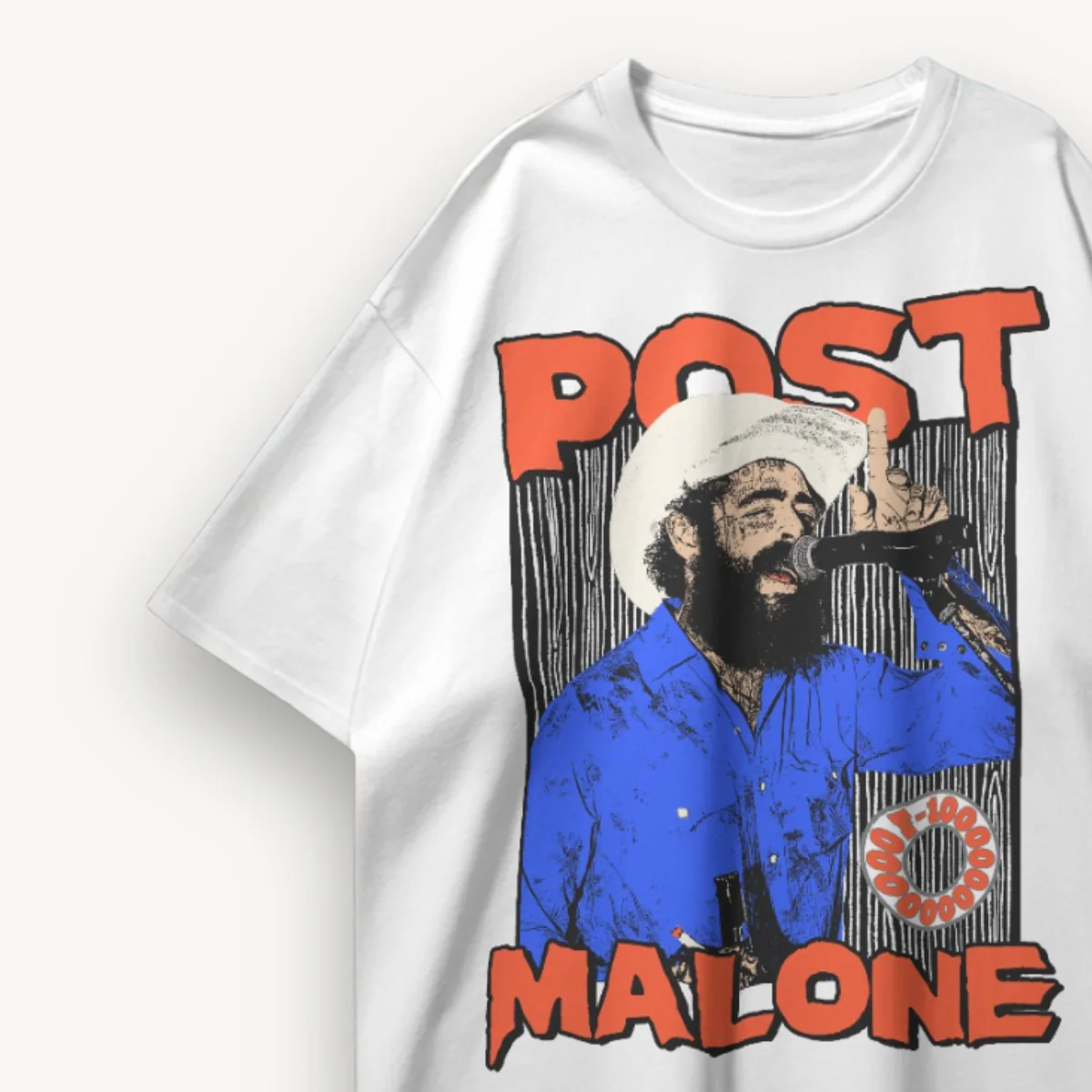 Post Malone Cowboy White Oversized Tee - Image 3