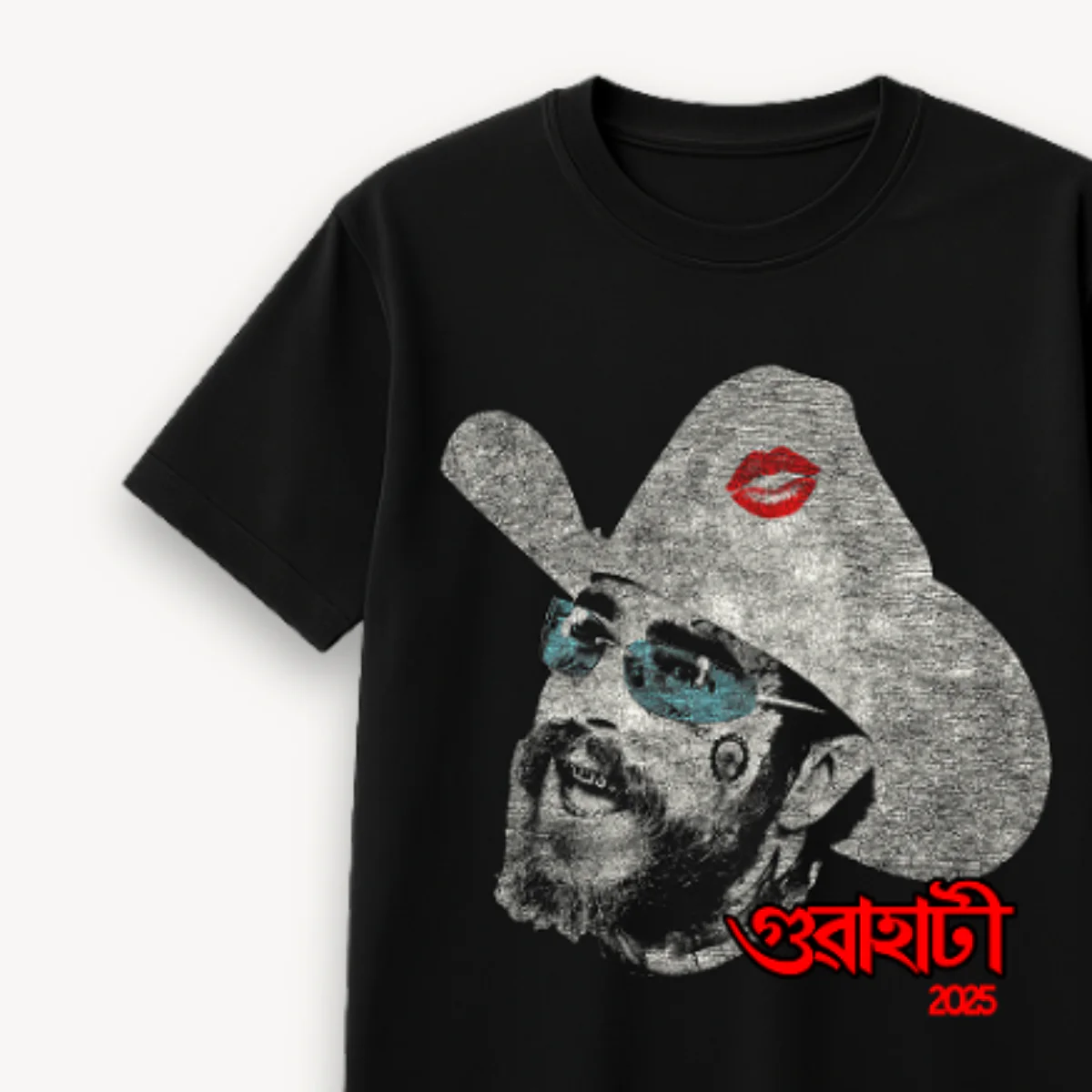 Post Malone Guwahati '25 Cowboy Black Regular Fit Tee - Image 3