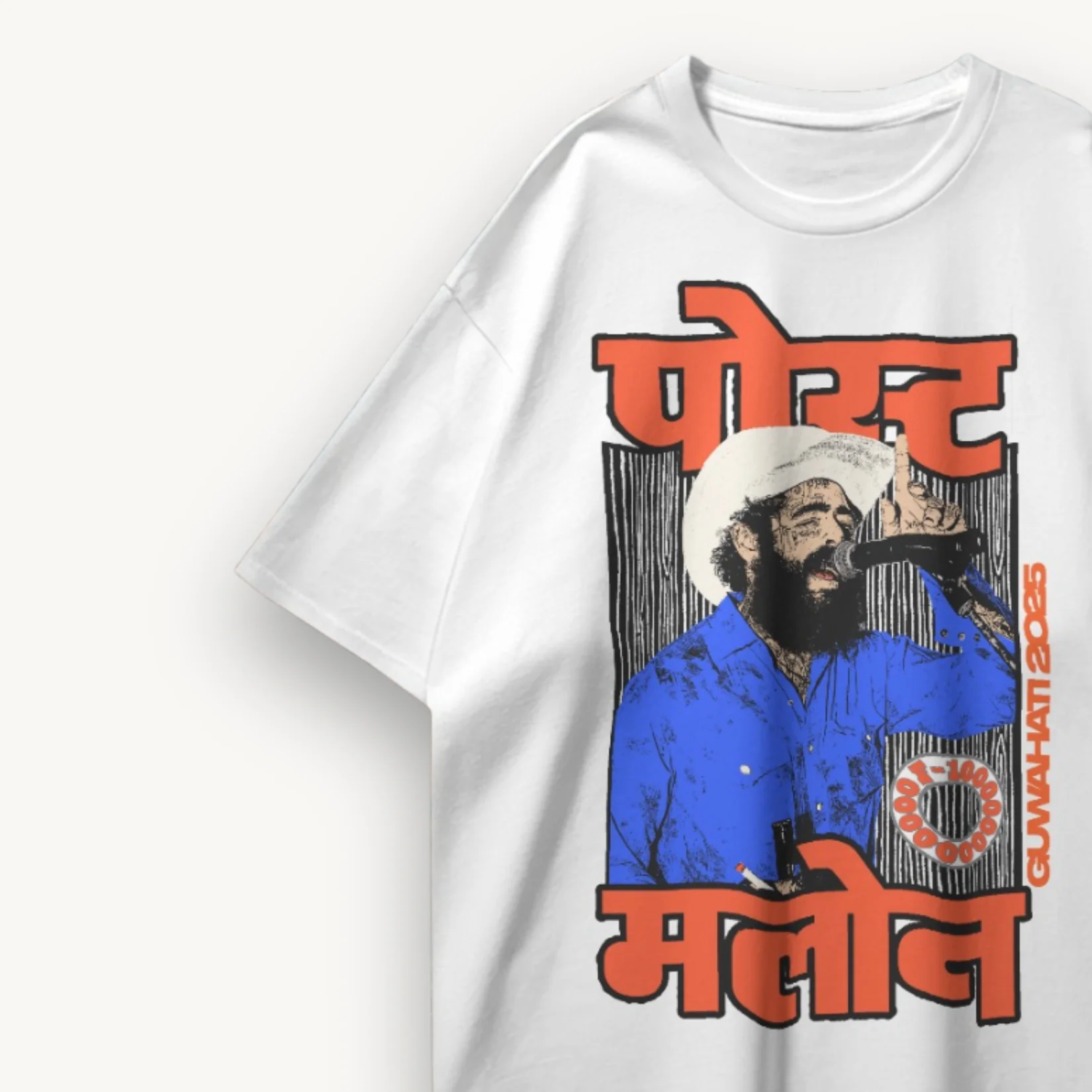 Post Malone Guwahati '25 Special White Oversized Tee - Image 3