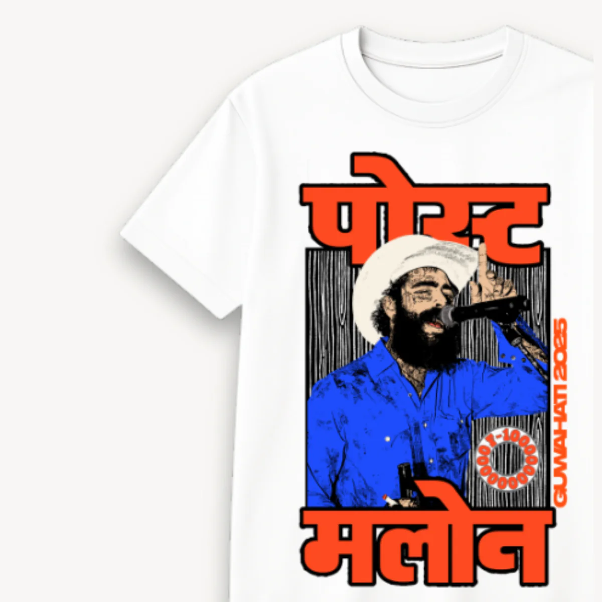 Post Malone Guwahati '25 Special White Regular Fit Tee - Image 3